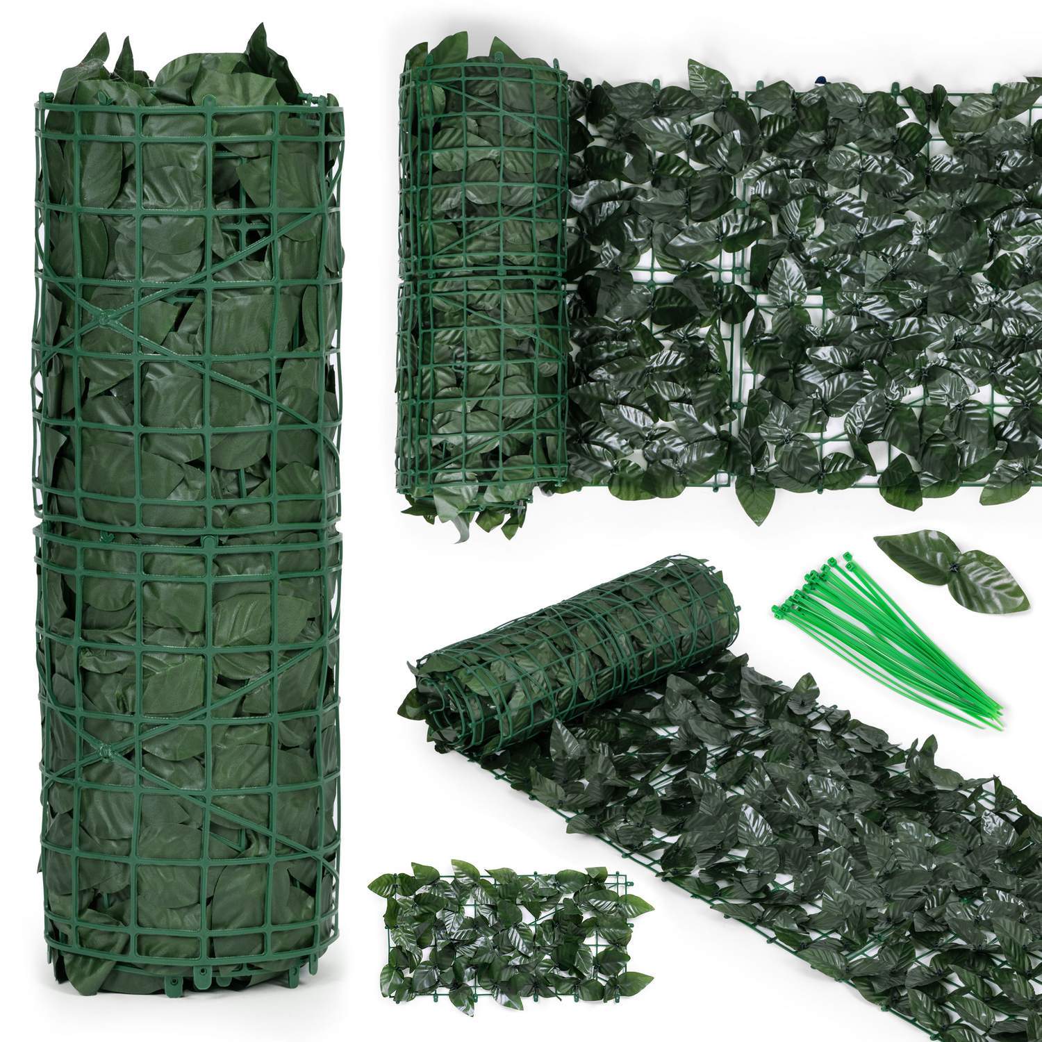 Kunstig hæk 300x50 cm efeugrøn maskeringsvæg 300x50 cm