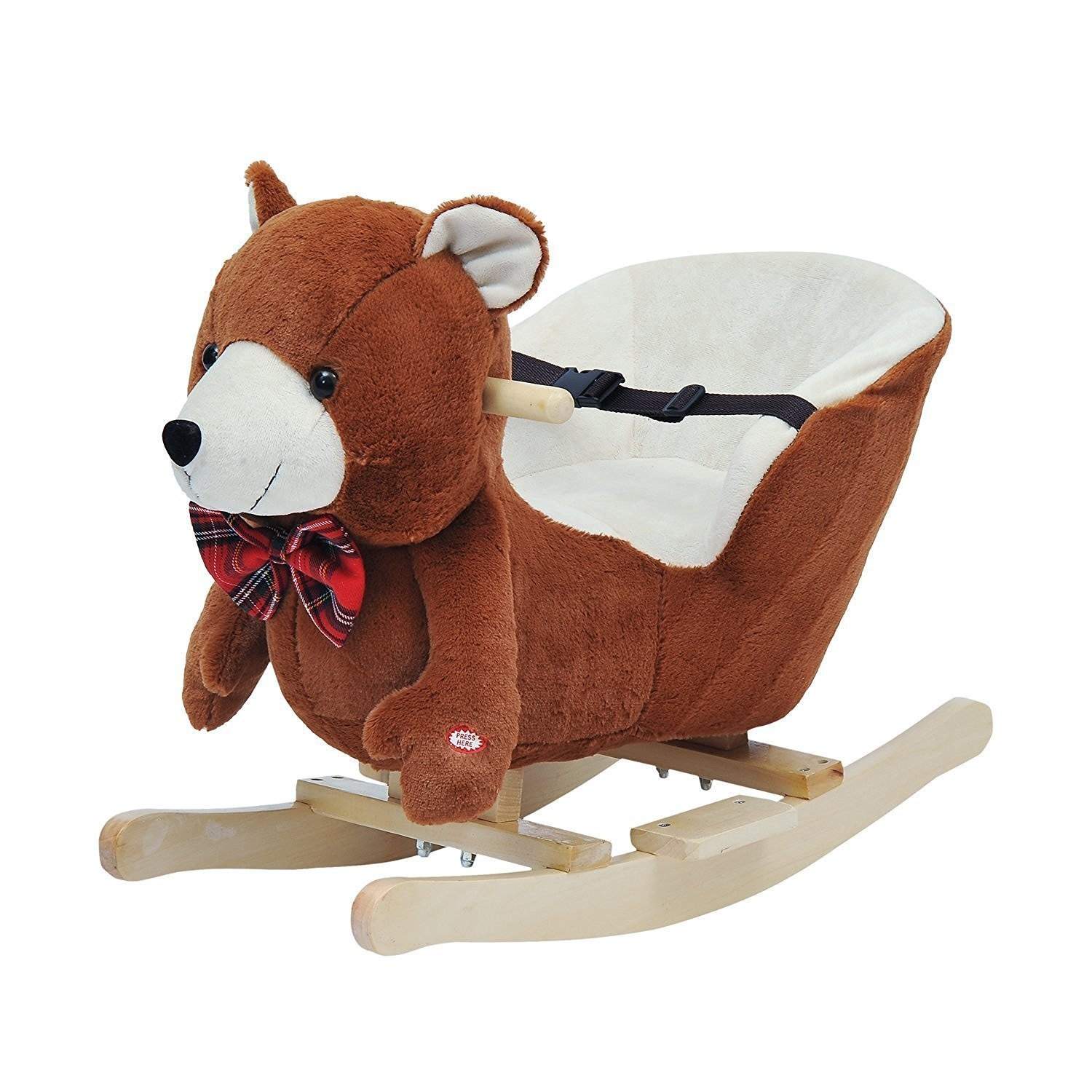 Gyngehest børns gyngelegetøj Plys gyngehest Baby gyngelegetøj gave til børns julegaver (gyngebjørn med sang)