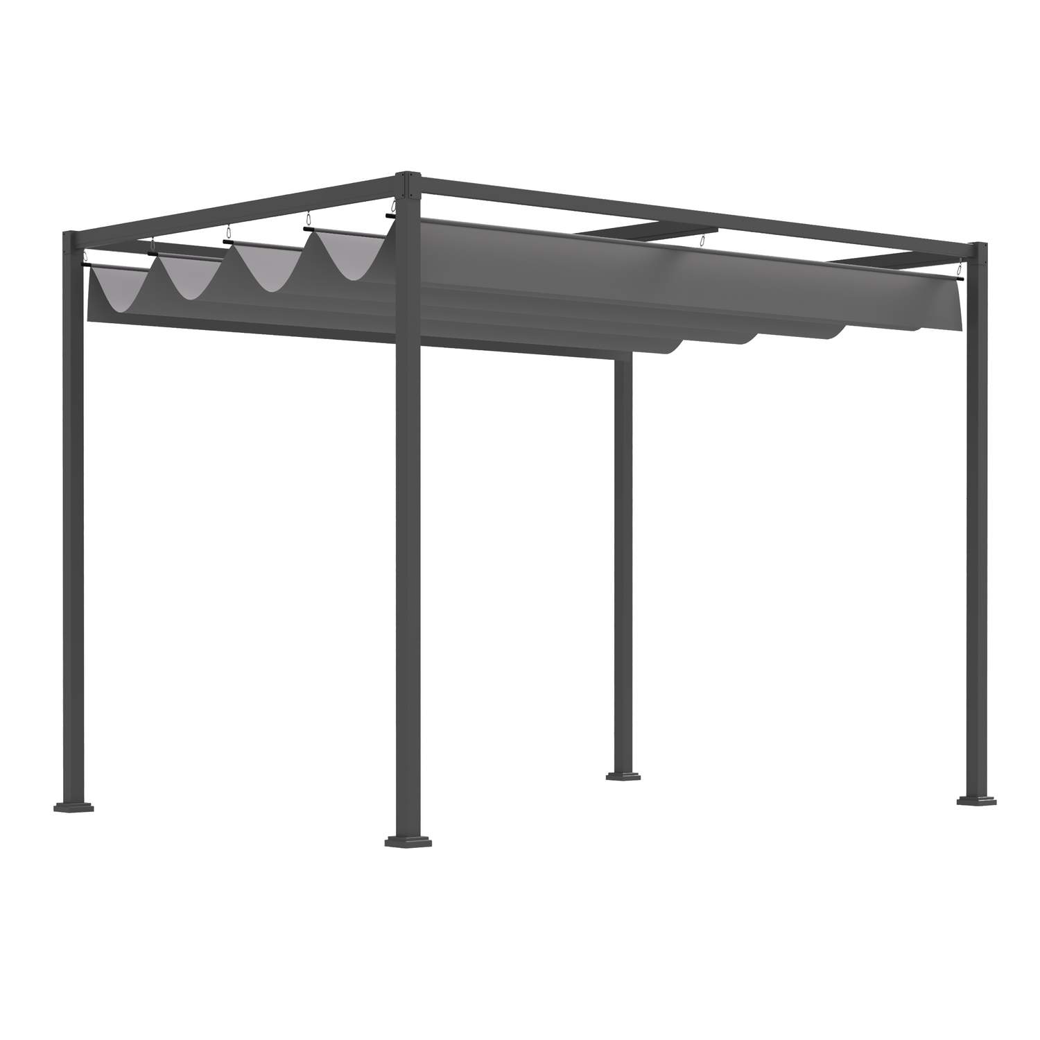 Pergola havepavillon terrasseoverdækning med skydetag 298 x 213 x 221 cm, grå, vejrbestandig polyester til have og terrasse