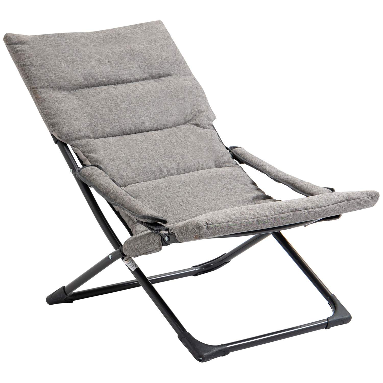 Foldestol med aftagelig hynde, fleksibel havestol, campingstol, liggestol, Textilene, stål, grå, 66x94x79 cm til have, terrasse,