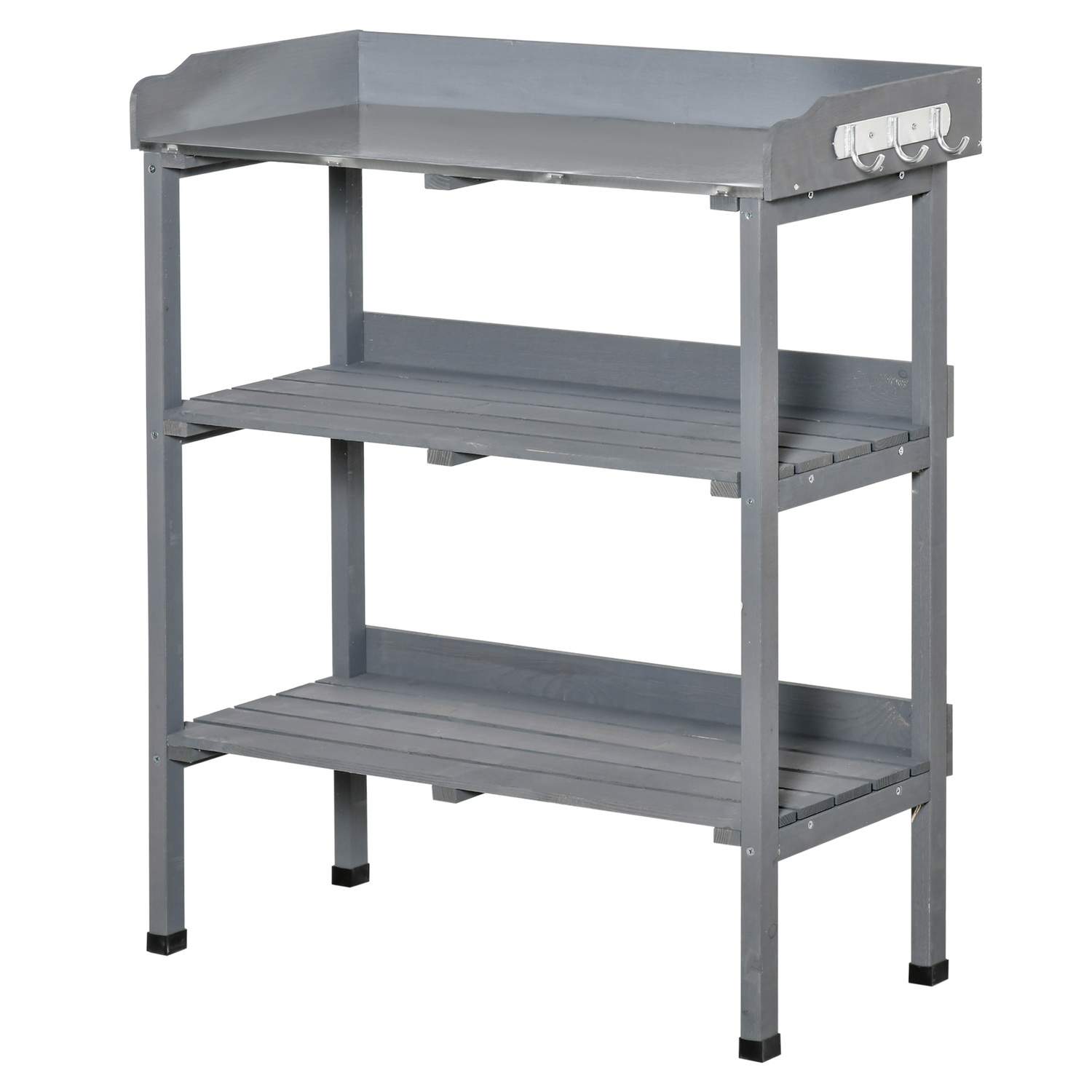 Plantebord gartner bord blomsterbord med metal arbejdsflade og træ 76x37x89cm ideel til have og balkon