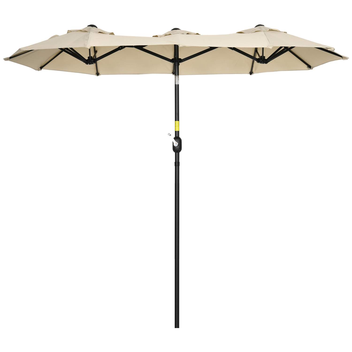 Haveparaply 285x147cm markedsparaply med vippevinkel dobbelt parasol med vindtag til terrasse og have khaki