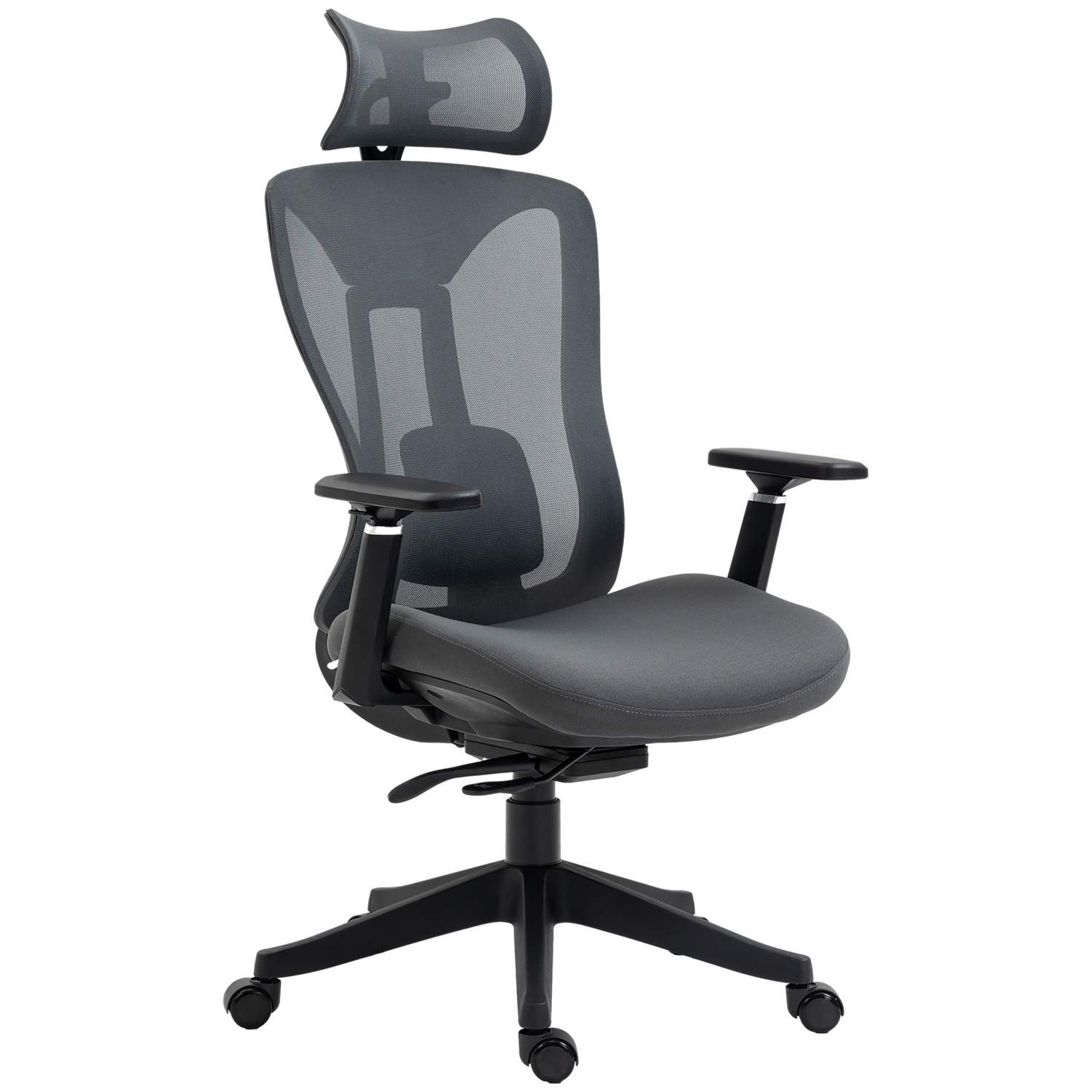 Kontorstol Ergonomisk skrivebordsstol med tilbagelænet funktion Mesh Grey for behageligt arbejde og afslapning