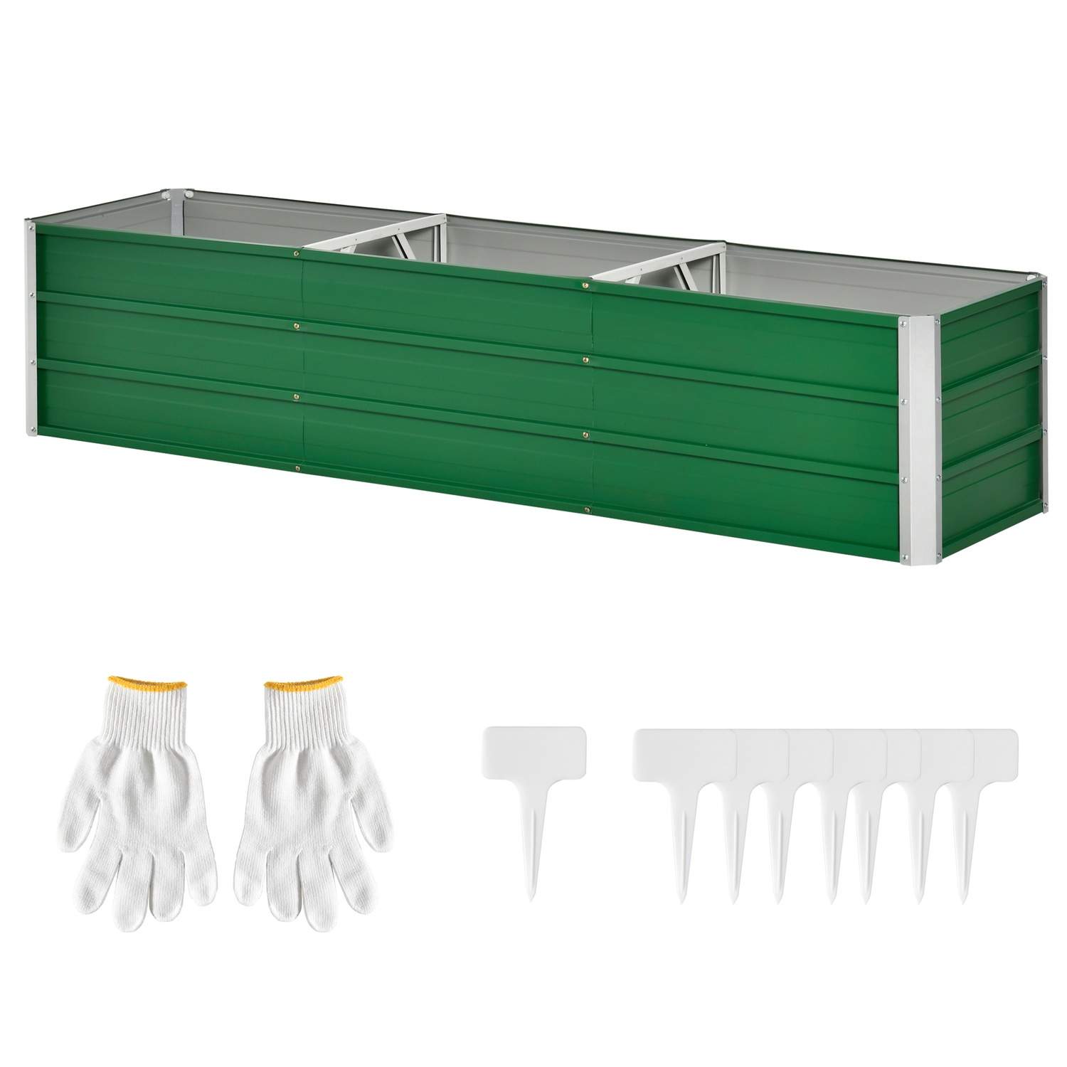 Højbed lavet af stål haveseng plantekasse blomsterkasse 183 x 47 x 40 cm med handsker i grønt til grøntsager & blomster