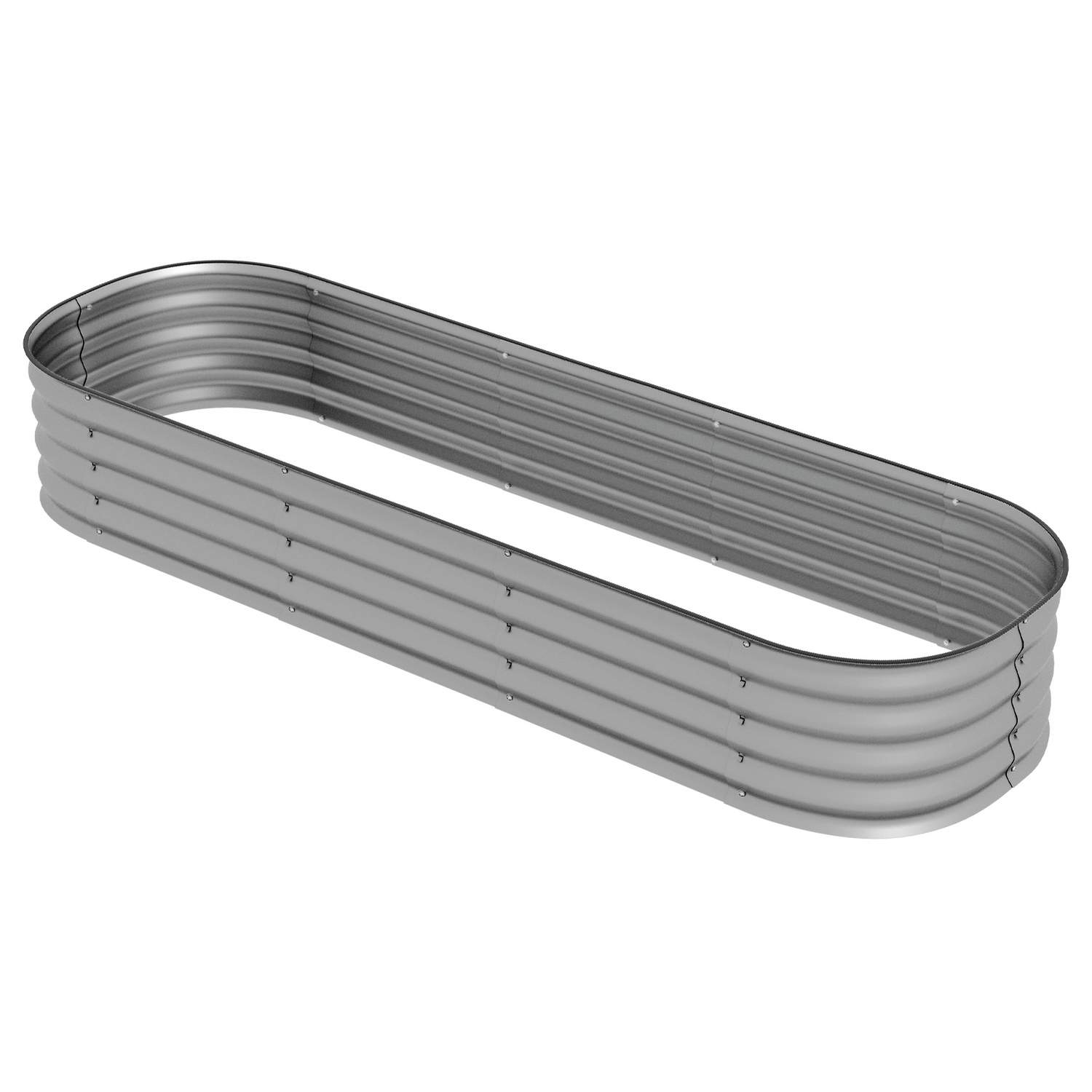 Højbed metal plantekasse 195x62x30 cm DIY blomsterkasse med åben bund til havebalkon Sølv