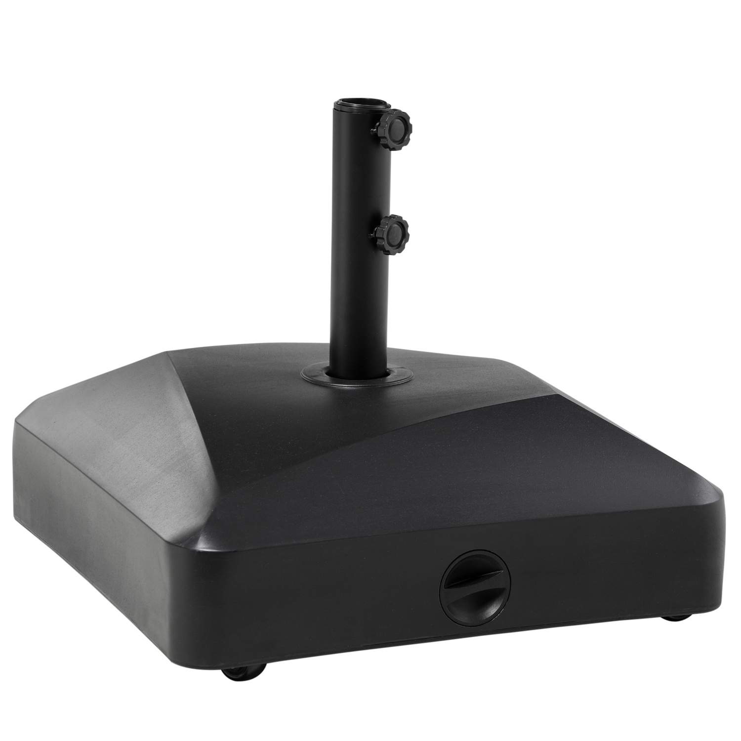 Parasolstativ med hjul til Ø38/48mm stænger, 43kg vand eller 60kg sand, stabilt metalstativ til have og terrasse