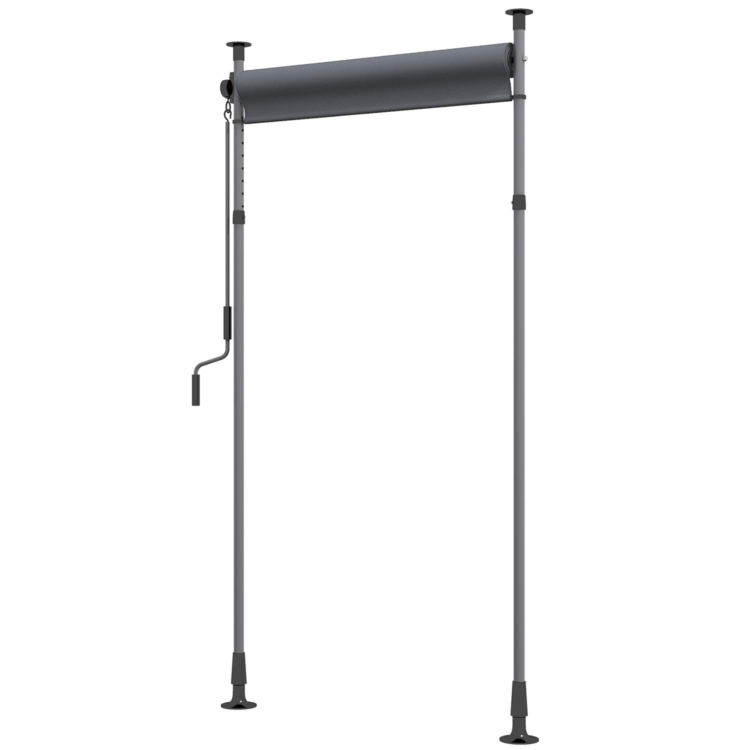 Lodret fortelt altangardin 150 x 220-310 cm med håndsving, vejrbestandig altanafskærmning lavet af polyester i mørkegrå til have