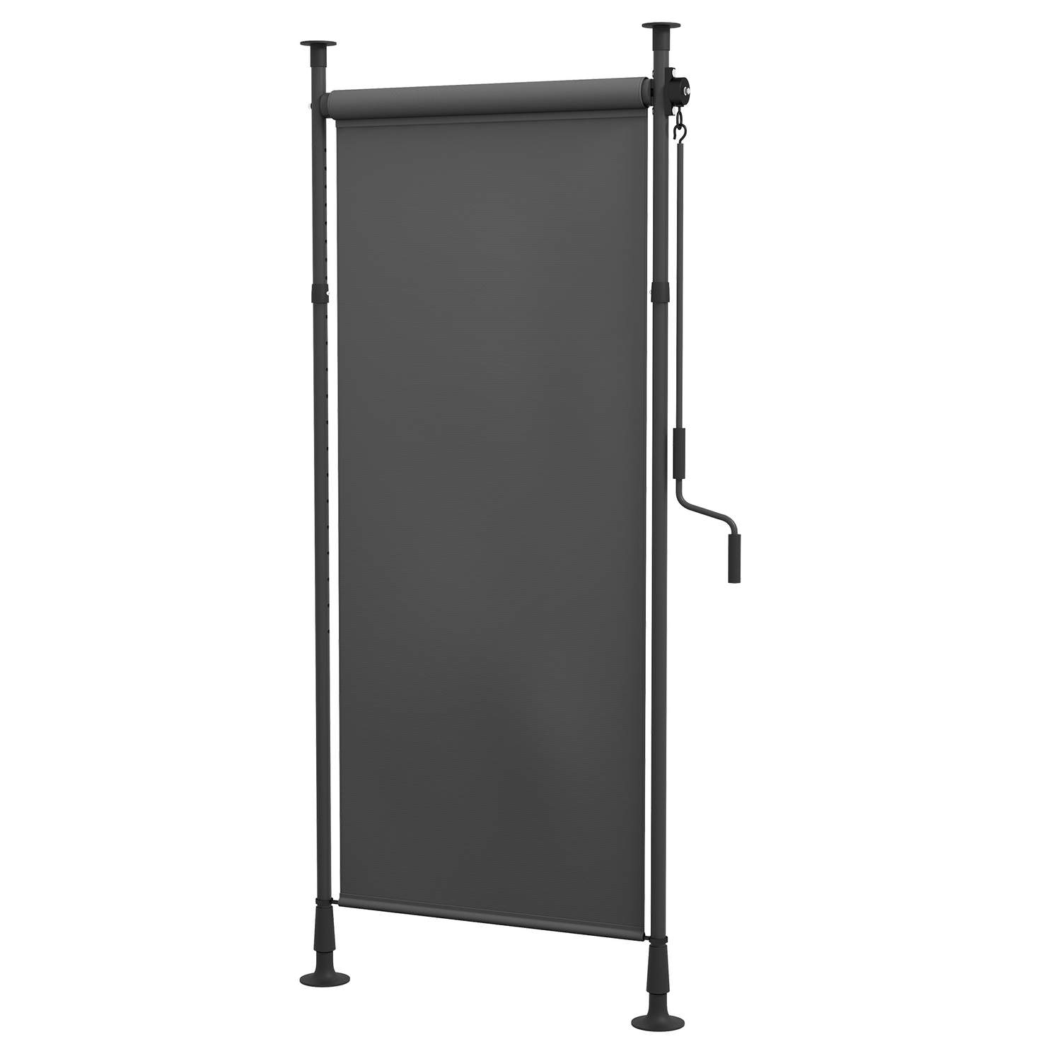 Lodret markise Solafskærmning Balkon Rullegardin 120x220-310cm Vejrbestandig med håndsving polyester Mørkegrå til gårdhave og ha