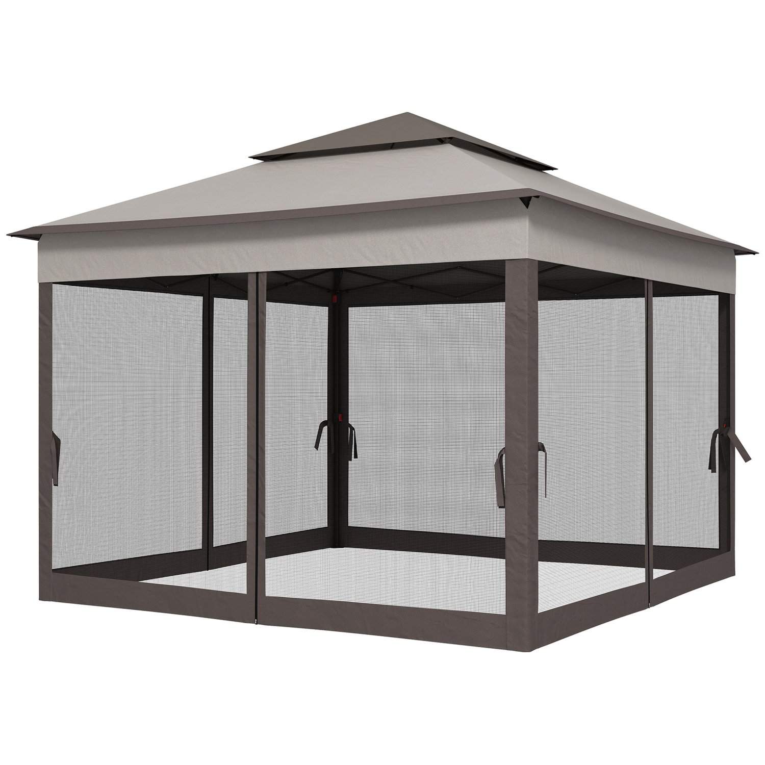 Foldepavillonhavetelt med sidevægge pop-up telt 3,25 x 3,25 x 2,65 m i lysegrå til havefester & events