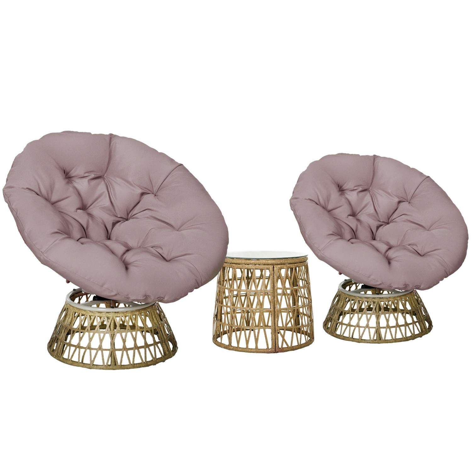 Havemøbelsæt 3 stk. Bistrosæt med sofabord & 2 stole, havesiddegruppe med hynder, altanmøbler til terrasse i gult