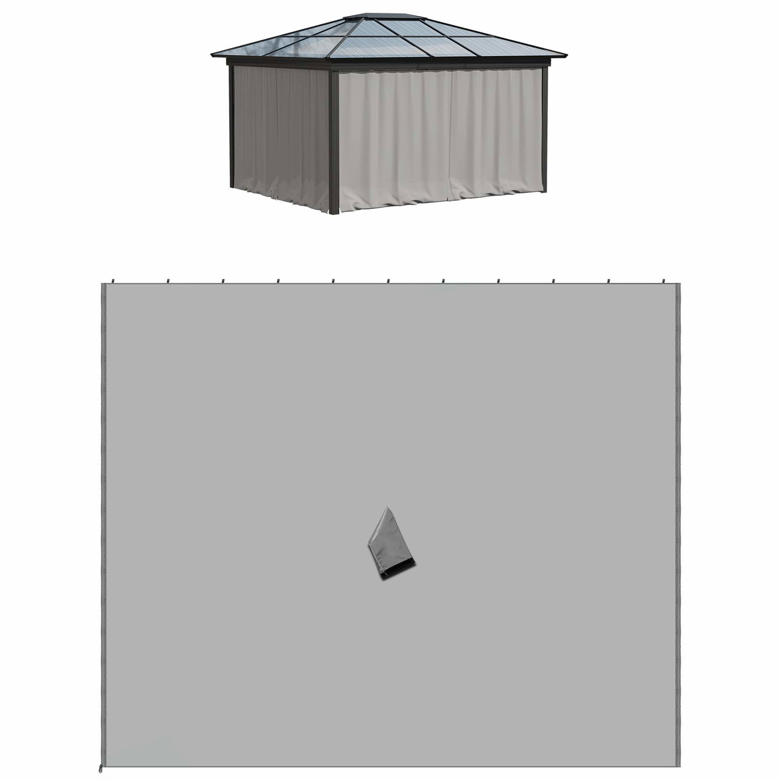4 sidepaneler til 3x3 m pavillonsidevægge med kroge, polyester lysegrå, ideel til havepavillon & partytelt 302 x 205 cm