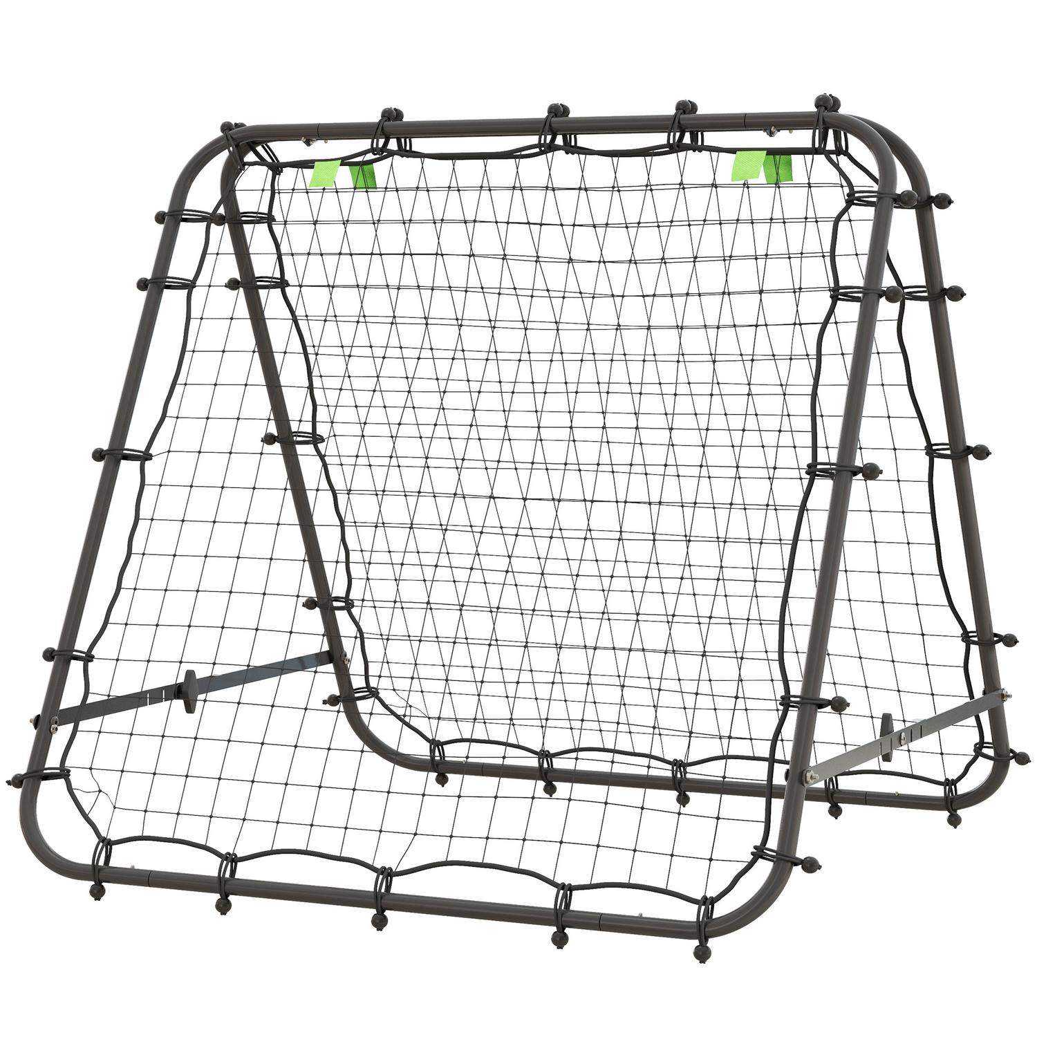 Football Rebounder Kickback Goal Rebound Wall Net Dobbeltsidet Rebound Justerbar i 5 niveauer til fodboldtræning Stål Sort 100 x