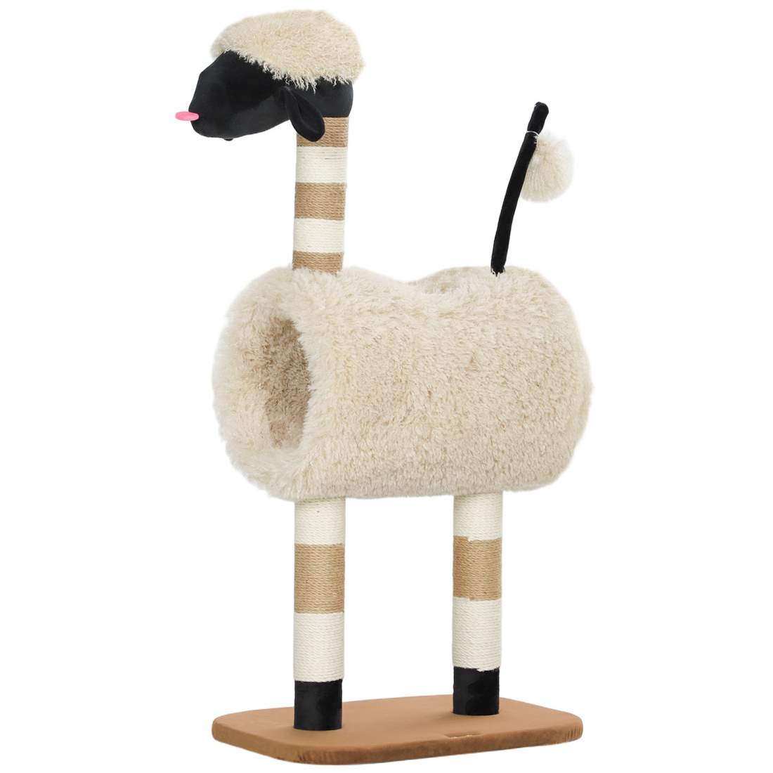 Klapstolpe 98 cm kattträd med skrapstolpe, tunnel, lekboll, kattskrapstolpe i fårdesign, för katter upp till 5 kg, ljusbrun | Hem & Hobby - Husdjur - Katt - Katträd | Pryloteket