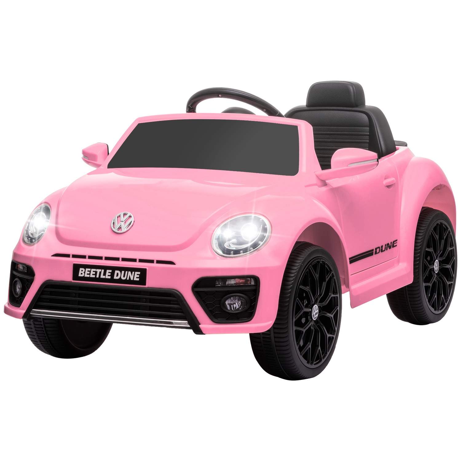 Børneelbil 12V Børnebil med 2,4G fjernbetjening, musik, horn, elbil med LED-lys, USB/MP3-port, 3-5 km/t, til børn 3-5 år, Pink