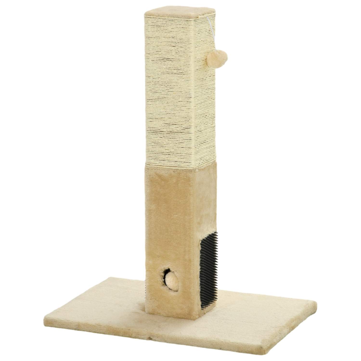 Kradsestolpe, 79cm kradsestolpe med pelsbørster, jutekattekradsestolpe med legebold, kradsestolpe til katte under 4,5 kg, kattek