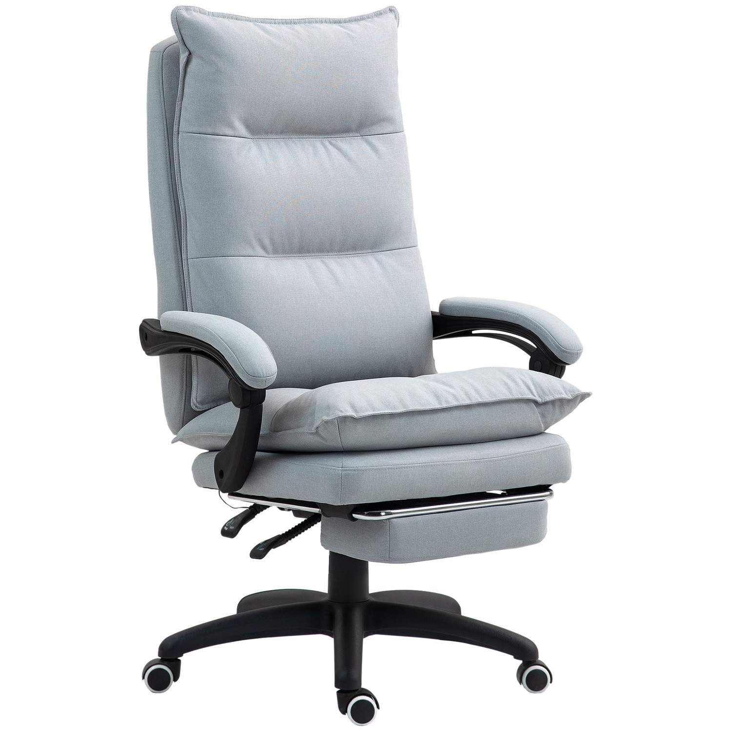 Kontorstol med massagefunktion, ergonomisk skrivebordsstol med læne- og drejefunktion, højdejusterbar computerstol med fodstøtte