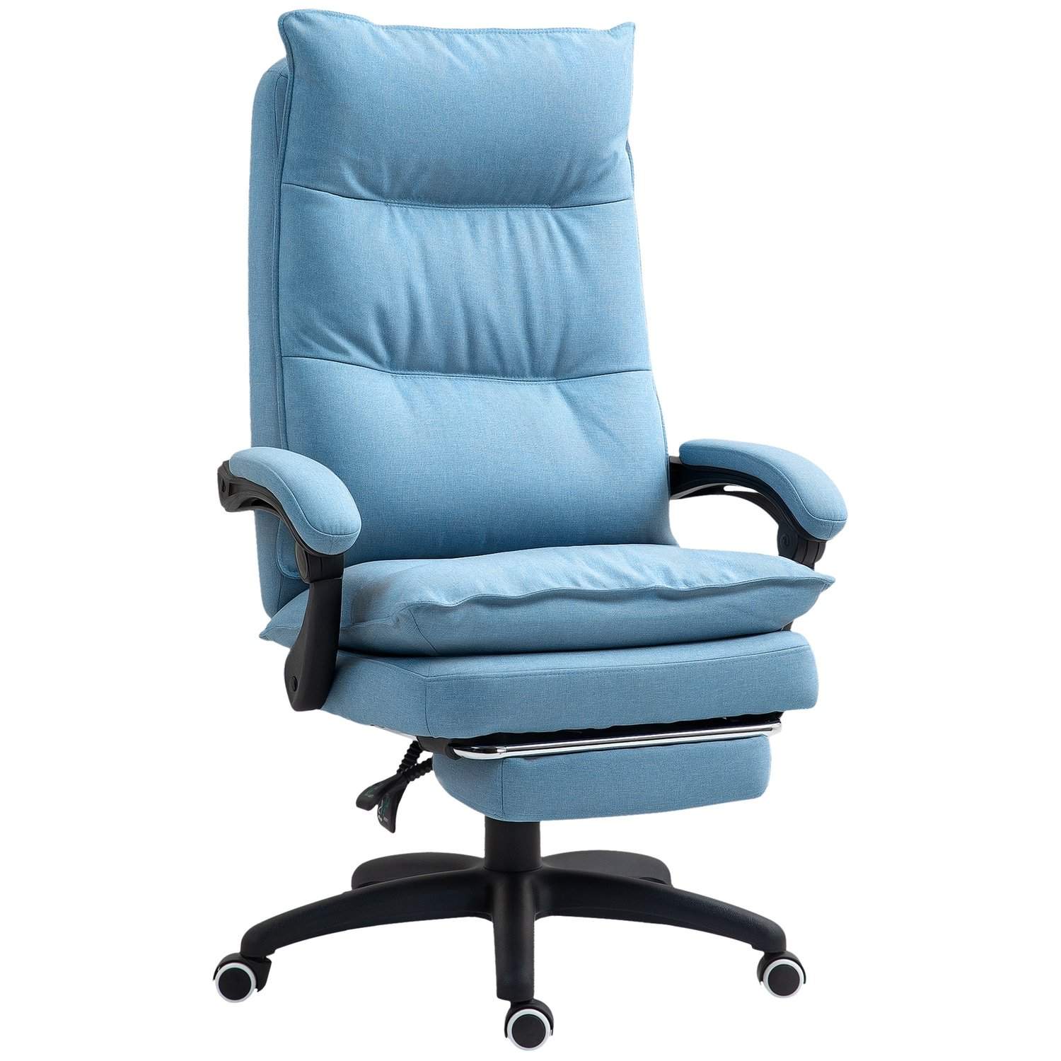 Kontorstol med massagefunktion, ergonomisk skrivebordsstol med læne- og drejefunktion, højdejusterbar computerstol med fodstøtte