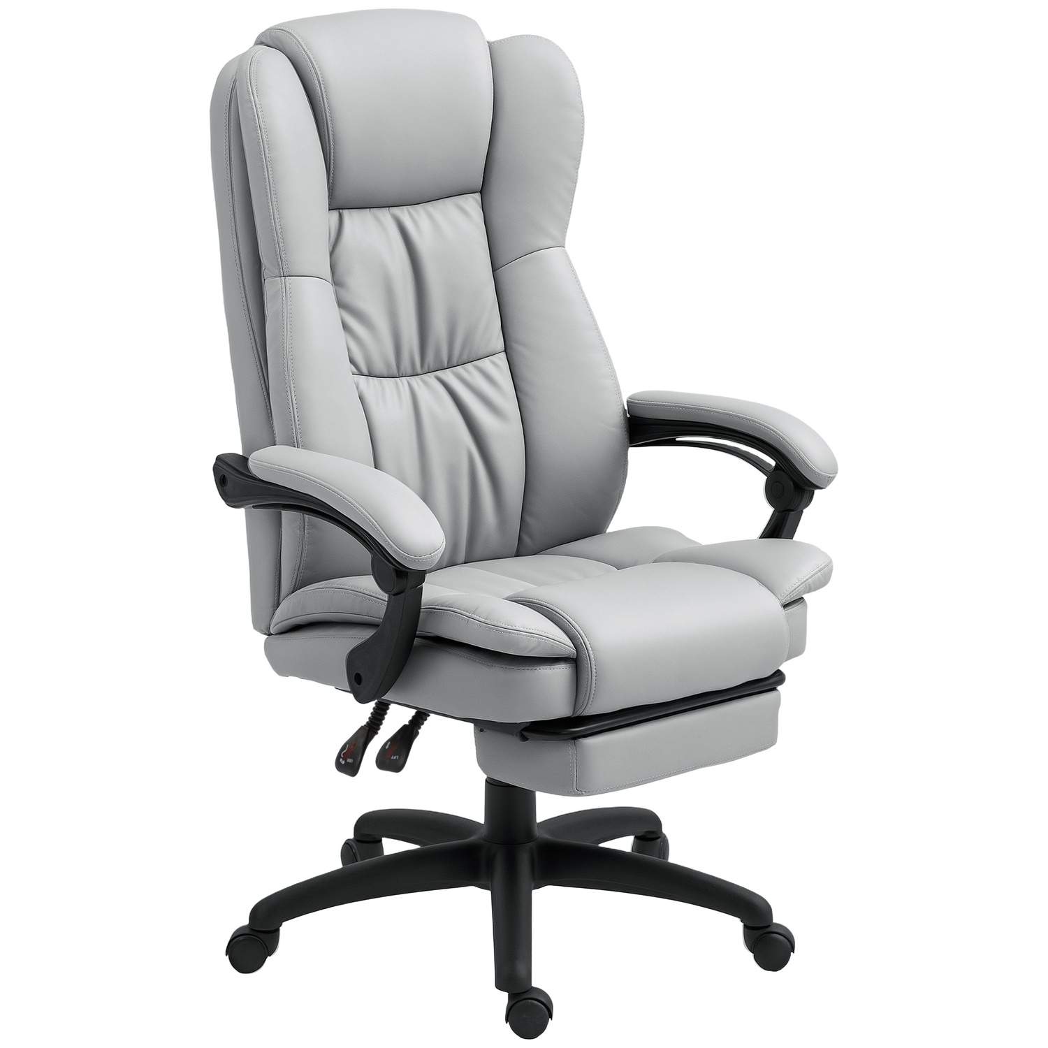 Kontorstol med massagefunktion, ergonomisk skrivebordsstol med lænefunktion, højdejusterbar chefstol med drejefunktion, fodstøtt