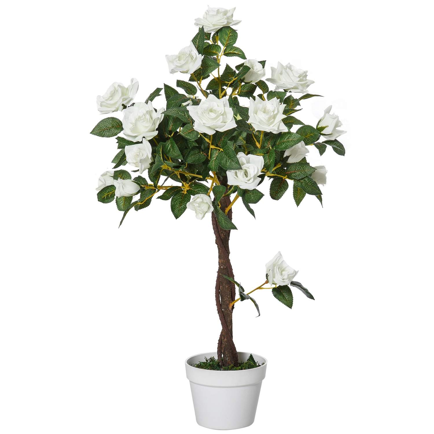 Kunstige rosenplanter stor 90 cm kunstig plante, plast kunstige planter rosentræ i potte, kunstigt træ som ægte til stue sovevær