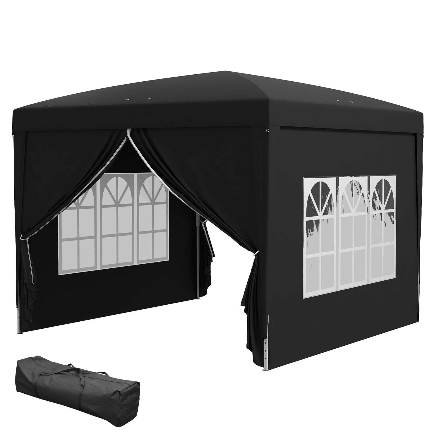 Lysthus ca 3x3m, vandafvisende, stabilt, vintersikkert pop-up foldepavillon, UV-beskyttelse 50+, foldbart partytelt, havetelt me