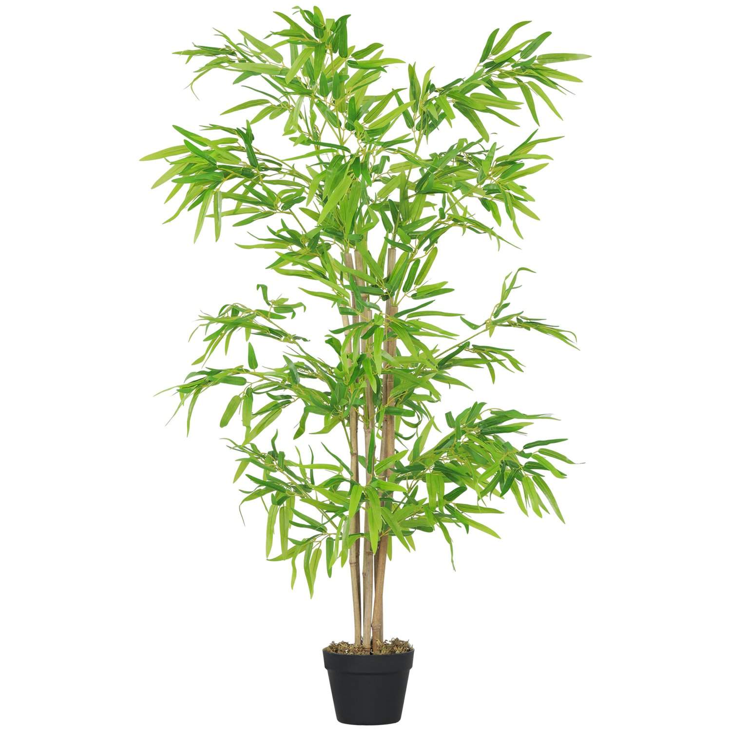 Kunstig bambus stor 150 cm kunstig plante, kunstige plastikplanter i potte, falsk plante bambus som ægte med kunstig mos til stu