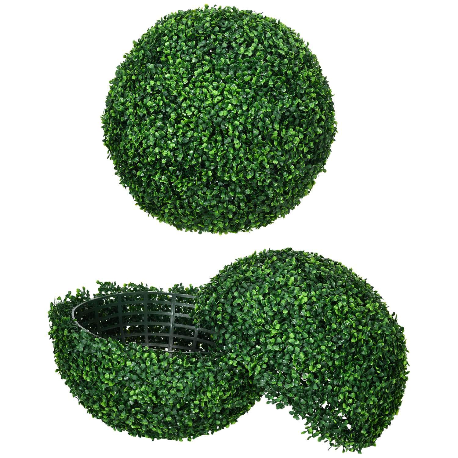 Sæt med 2 kunstige buksbombolde 50 cm kunstige planter, kunstige plastikplanter buksbombold, falsk plante til stue soveværelse k