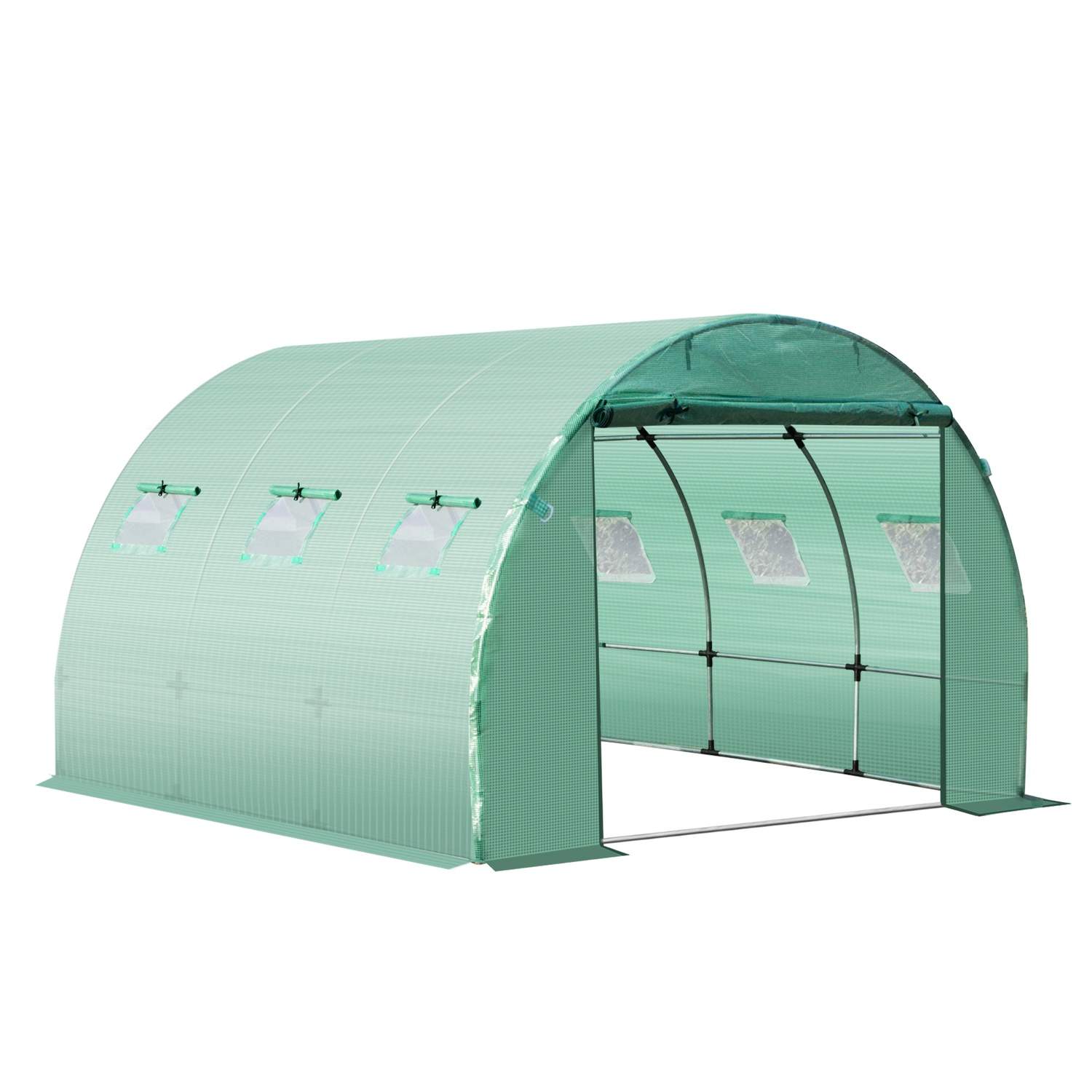 Erstatningspresenning til havedrivhustunnel 9 m², presenning Dimensioner 3L x 3W x 2H m PE Anti-UV Vandtæt 6 vinduer + rullebar