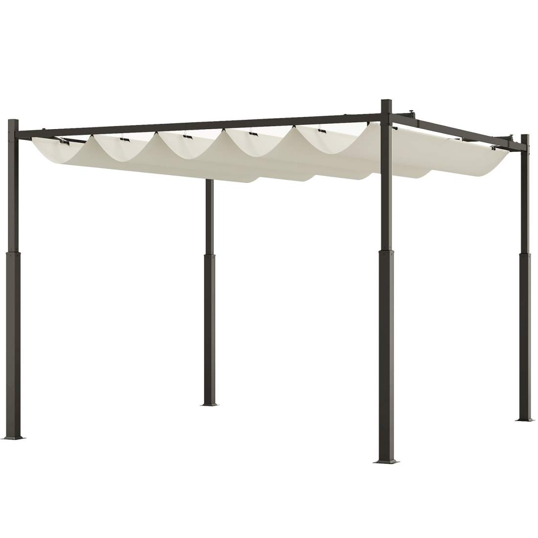 Pergola ca 3x3m trädgårdspaviljong, altantak av metall, trädgårdspaviljong med justerbart tak, fristående, UV-skydd 30+, för ter | Hem & Hobby - Hem & Hushåll - Trädgårdsartiklar - Pergola | Pryloteket