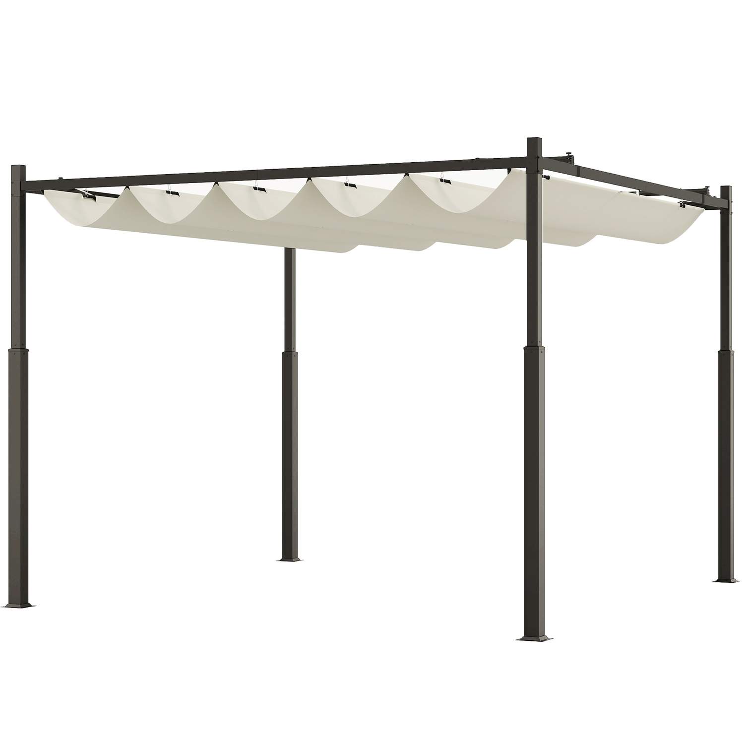 Pergola ca. 3x3m havepavillon, terrassetag af metal, havepavillon med justerbart tag, fritstående, UV-beskyttelse 30+, til terra