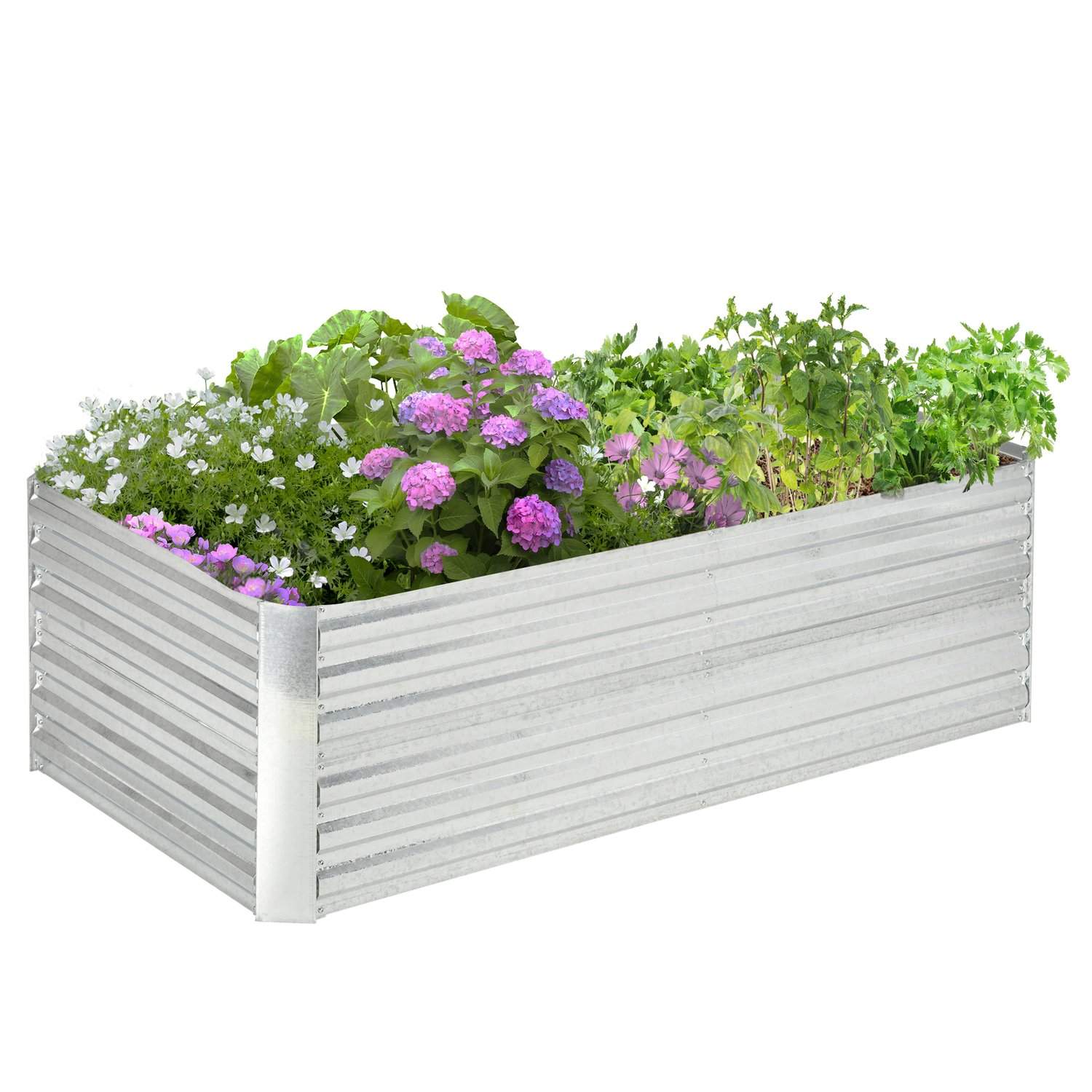 Højbed af stål, plantebed, koldstel, havebed, blomsterkasse, stikbar, plantekasse, plantekrukke, 180 x 90 x 60 cm til haven, alt