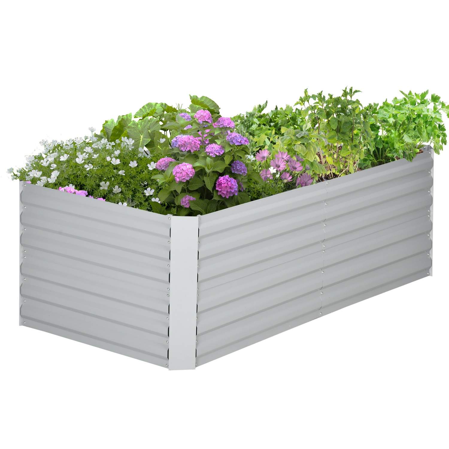 Højbed af stål, plantebed, koldstel, havebed, blomsterkasse, stikbar, plantekasse, plantekrukke, 180 x 90 x 60 cm til haven, alt