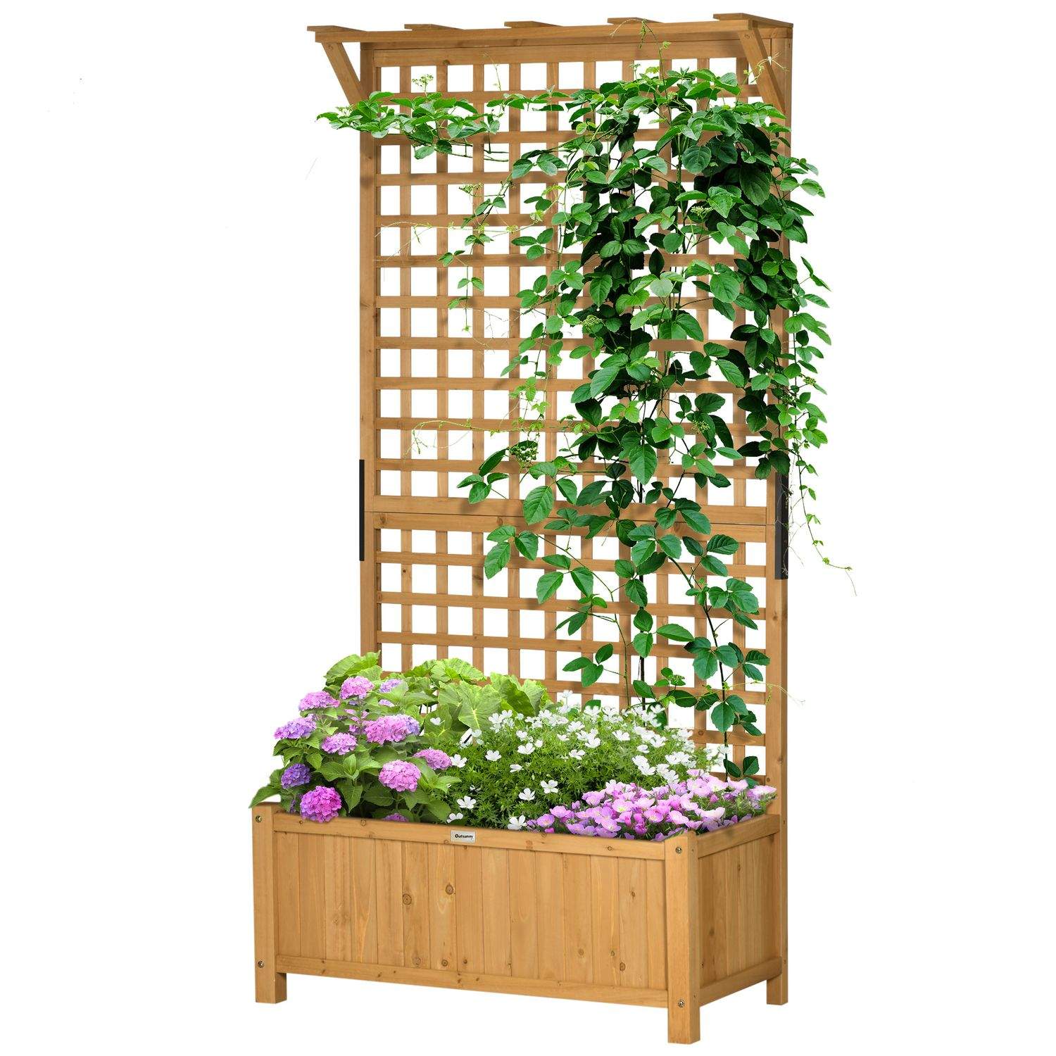Højbedsplantekasse med espalier, espalierplantepotte, blomsterkasse, træ, haveespalier 90 x 45 x 183 cm til haven, altan, terras