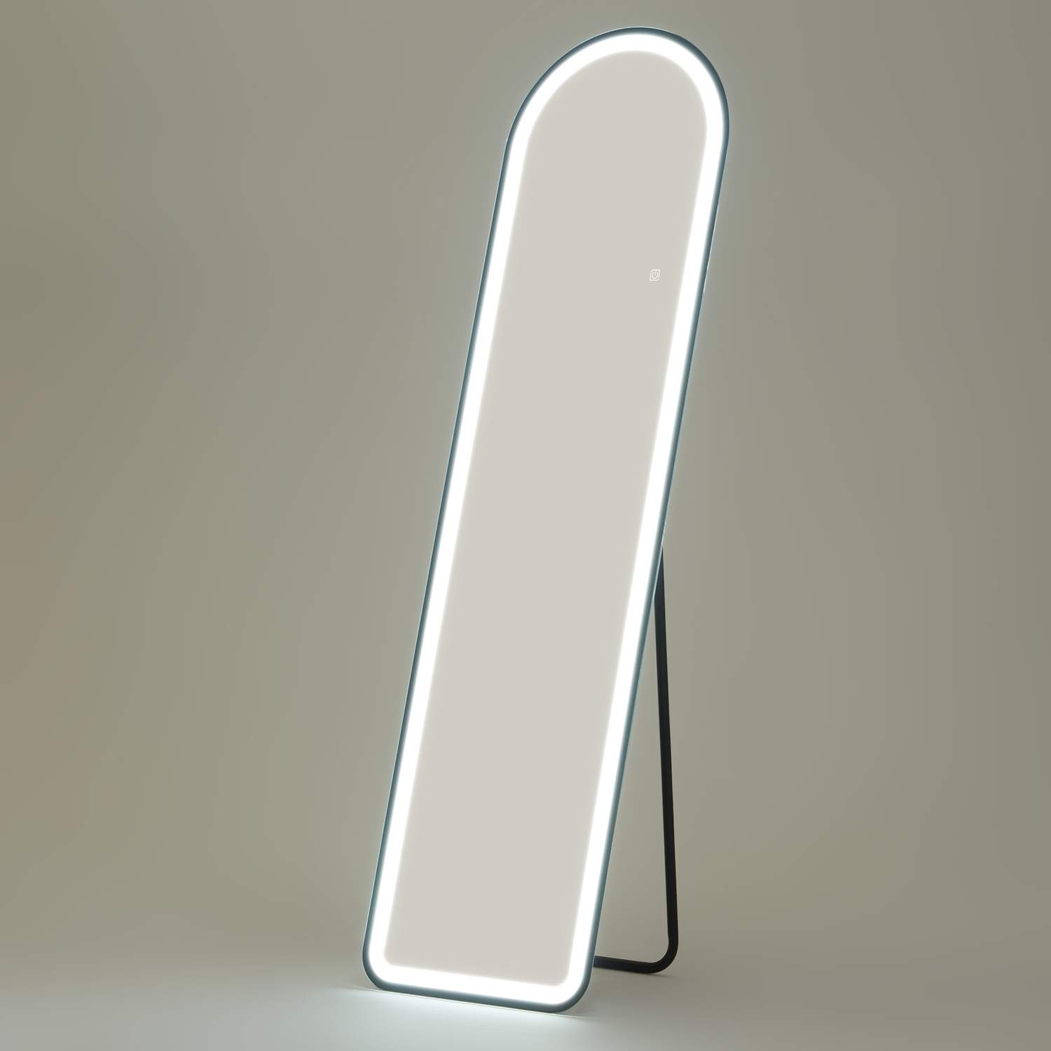 Spejl i fuld længde, 150 x 40 cm stående spejl med LED-belysning, 3 lysfarver, vægspejl med stativ, berøringskontakt, til sovevæ