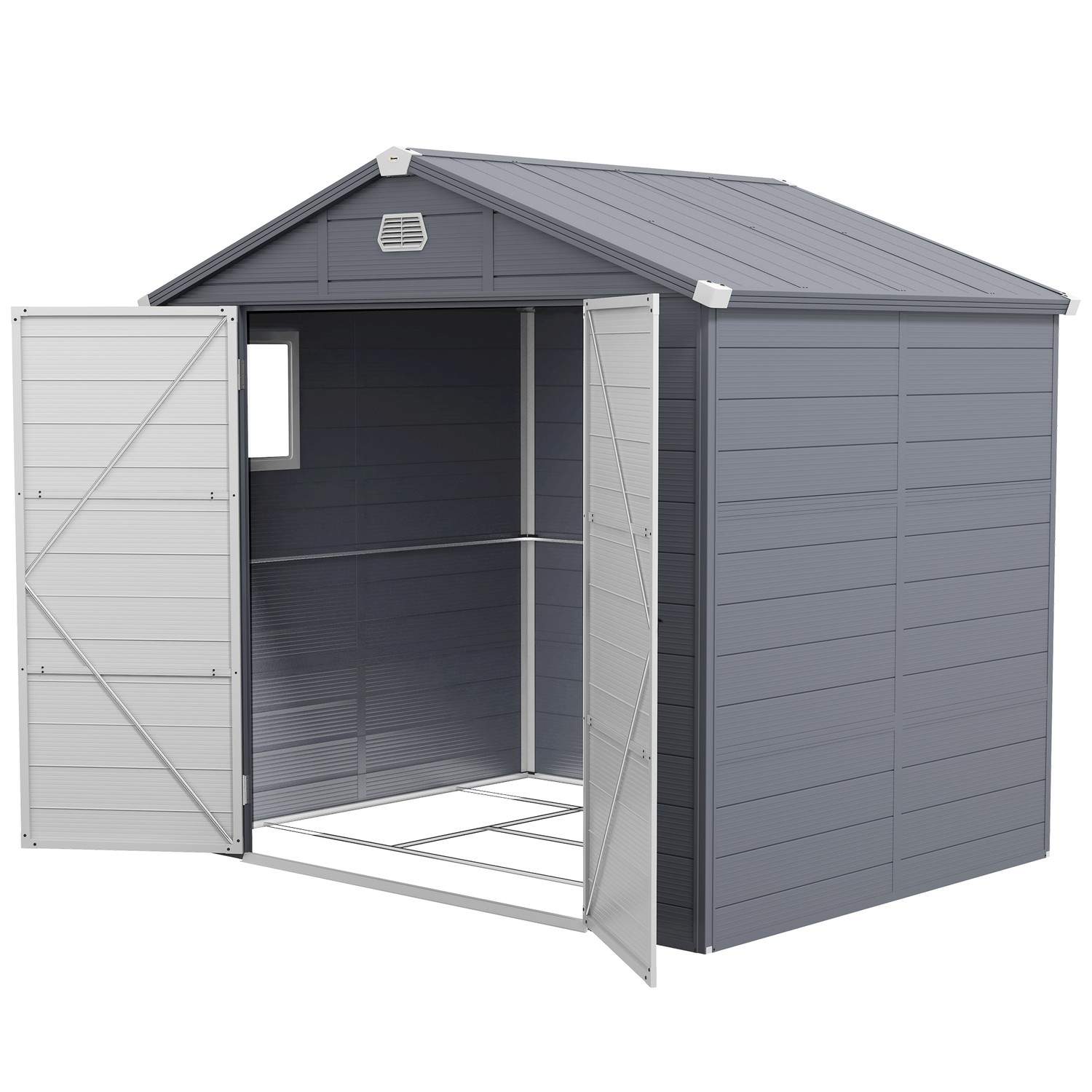 Redskabsskur 4,1 m³, haveskur med pulttag, 240 x 190 x 180/228 cm, redskabsskur med låsbar dør, vindue, cykelgarage, haveskab af