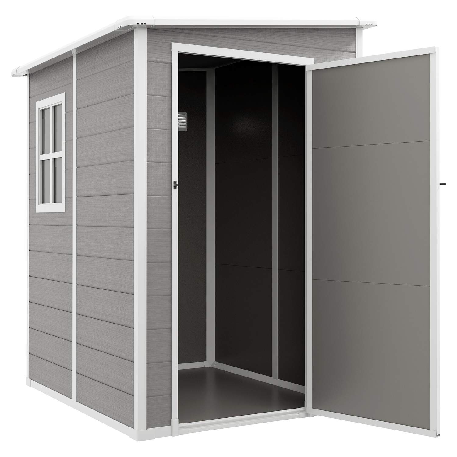 Redskabsskur 1,54m³, haveskur med pulttag, 122 x 149 x 192/177 cm, redskabsskur med aflåselig dør, vindue, cykelgarage, haveskab