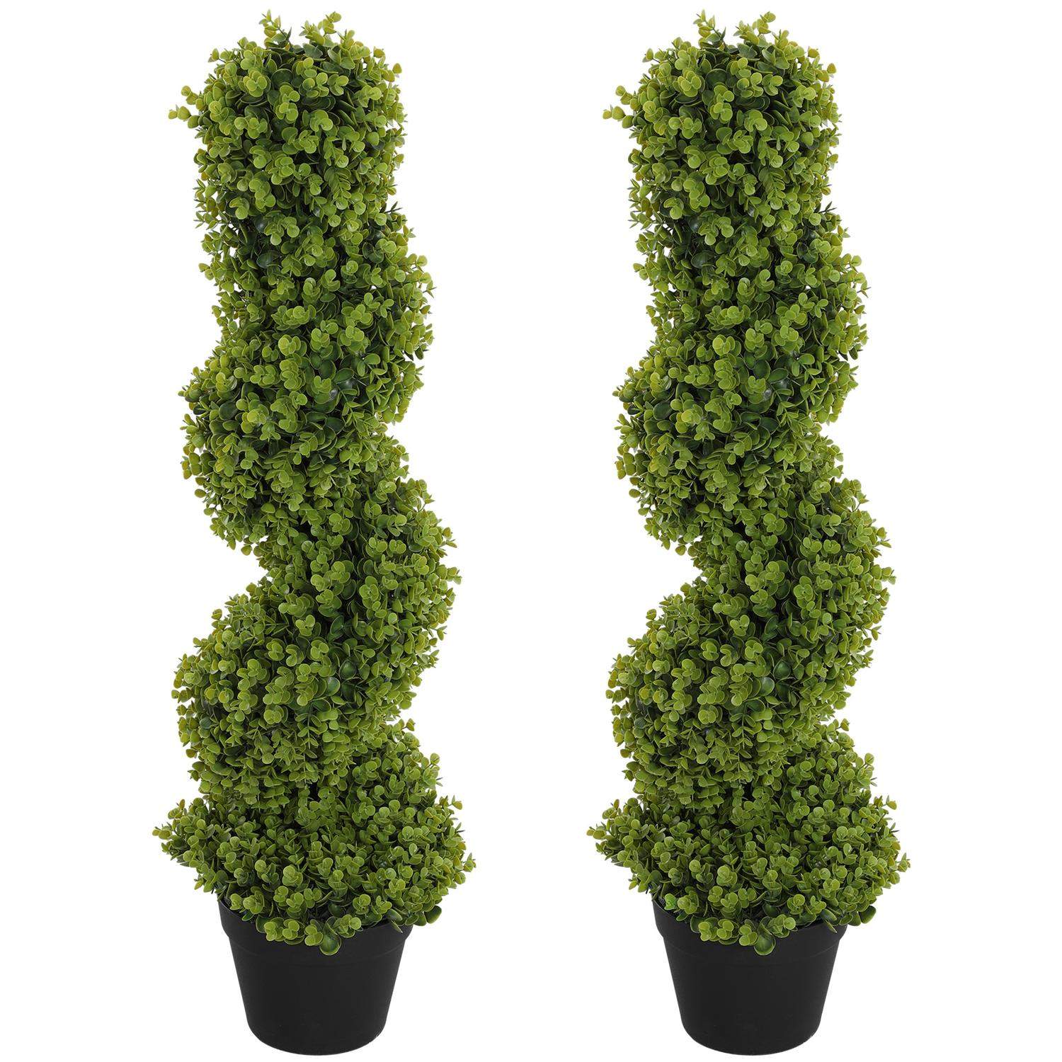 Sæt med 2 kunstig spiral eukalyptus 90 cm stueplante kunstig plante store dekorative planter i potte til hjemmekontor entre have