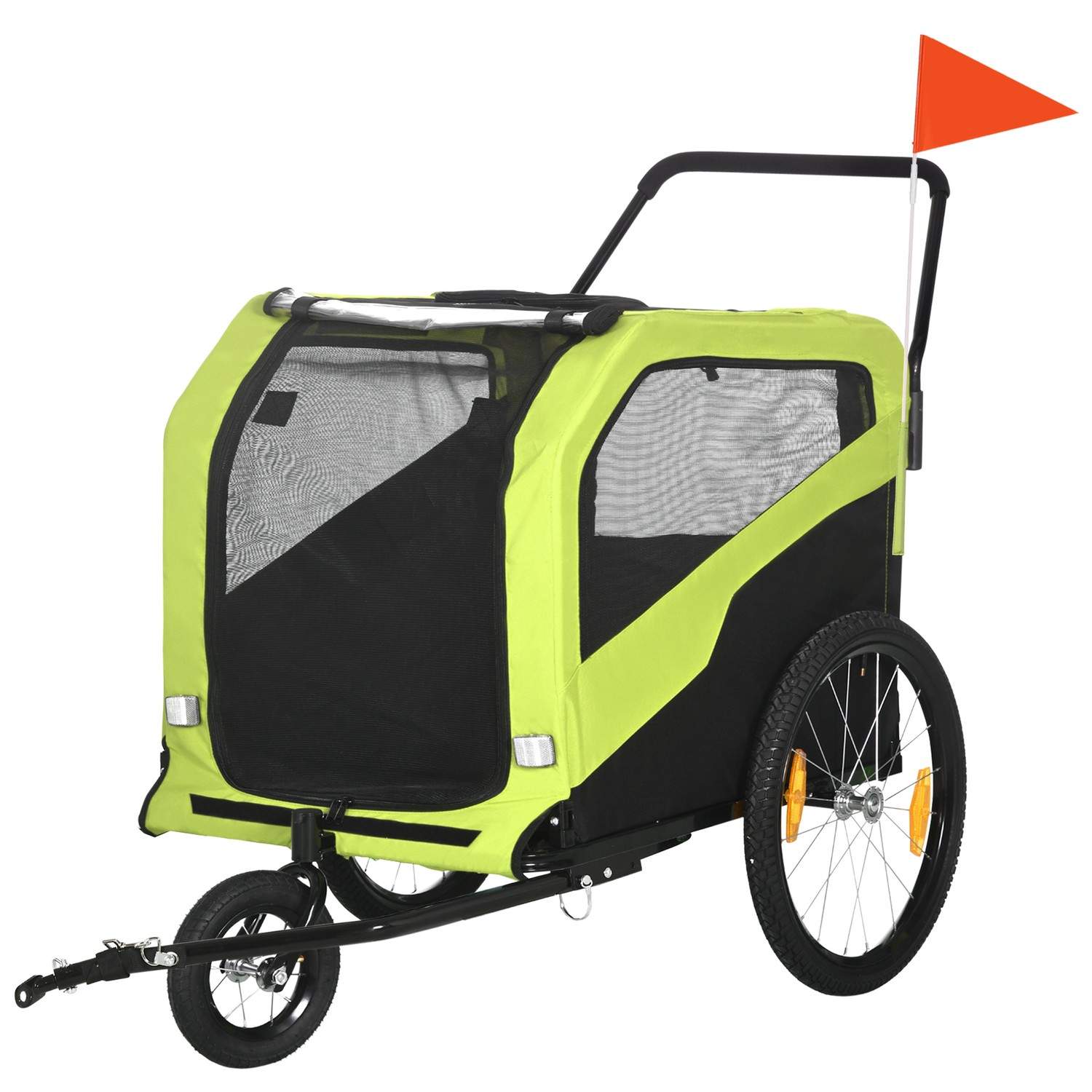 2-i-1 hundetrailer, cykelanhænger til hunde, hundeklapvogn med reflekser, hundevogn max 30 kg, hundecykelvogn til store hunde, O