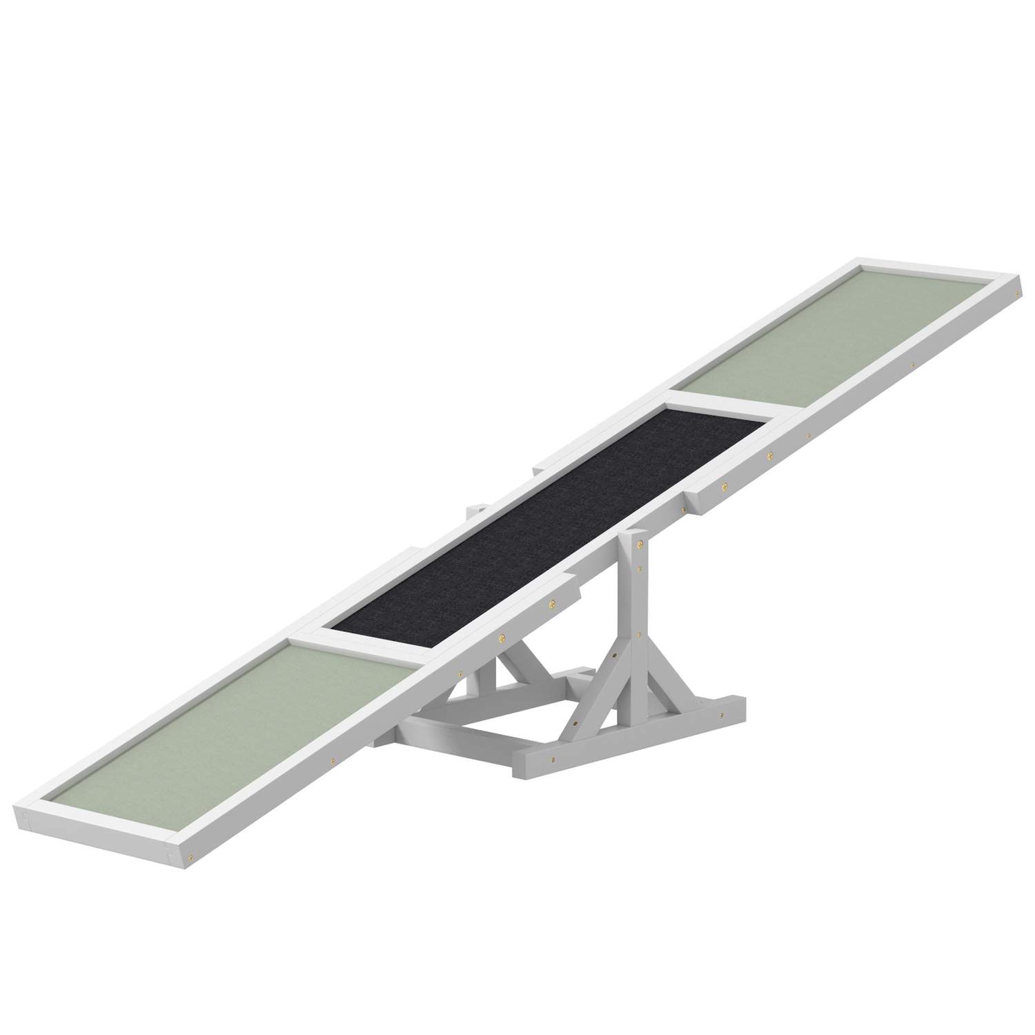 Hundevippe, hundeagilityvippe af træ, skridsikker hundeagilityrampe til hunde under 30 kg, til balance, 180 x 30 x 30 cm hvid