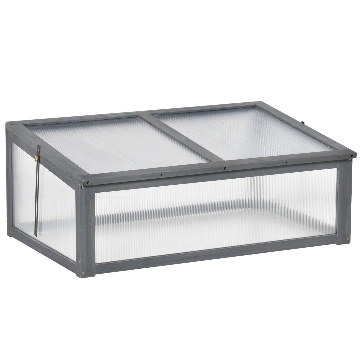 Koldramme træ, minidrivhus 100 x 65 x 40 cm, drivhus med dæksel, UV-beskyttelse, gennemskinnelig koldrammekasse, vintertæt højbe