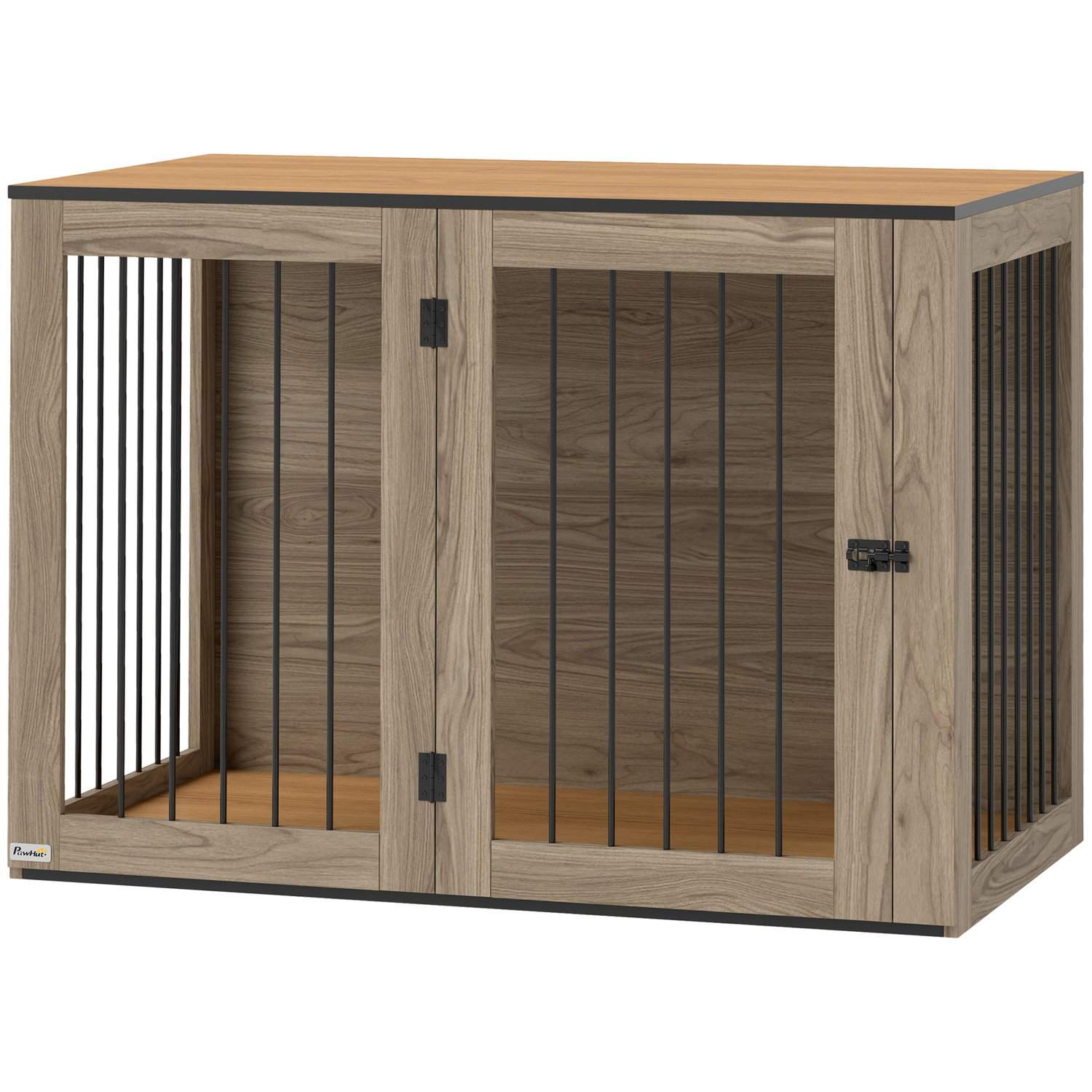 Hundeburmøbler, hundeboks med dør og vindue, sidebord til hjemmet, hundehus til store hunde under 30 kg, stål, 106 x 60 x 76 cm,