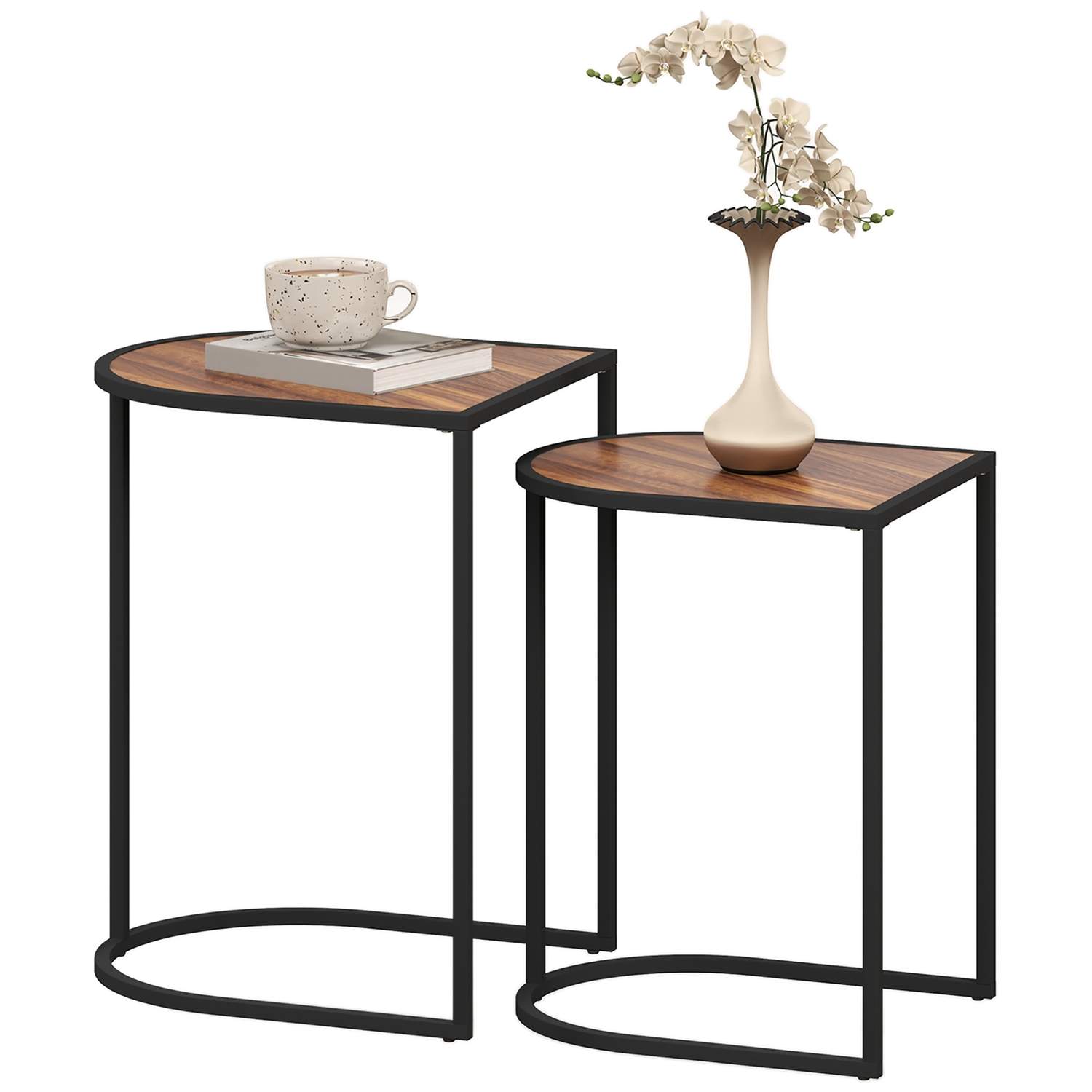 Set med 2 soffbord, fyrkantiga sidobord, soffbord med stålstomme, stapelbart soffbord, för vardagsrum, bärförmåga upp till 20 kg | Hem & Hobby - Husdjur - Katt | Pryloteket