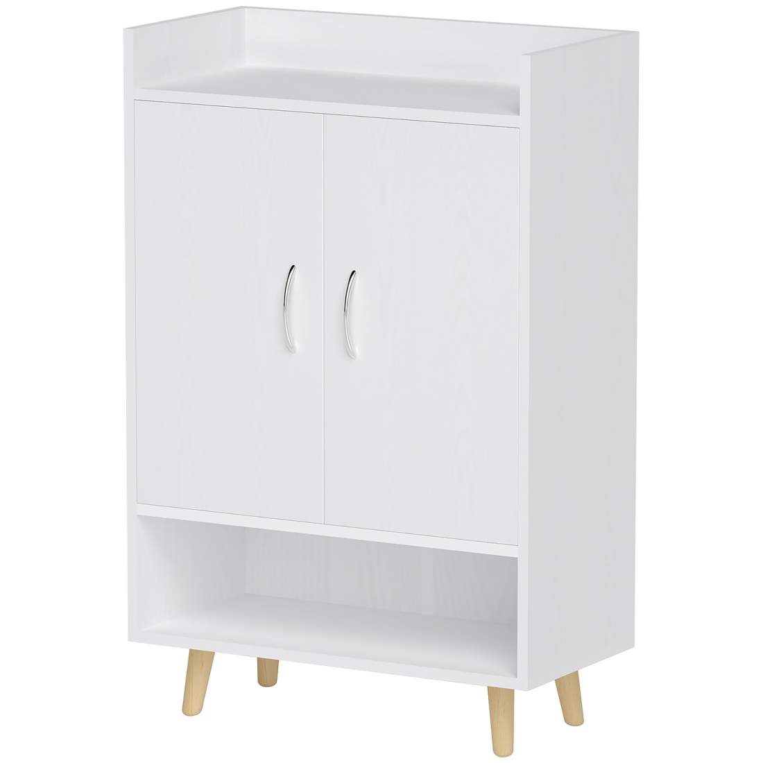 Skoskåp, skohylla med luckor och hyllor, för 12 skor, modern skobyrå, skohyllor för hallar och entréer, massivt trä, 60 x 30 x 9 | Mode & Accessoarer - Accessoarer | Pryloteket