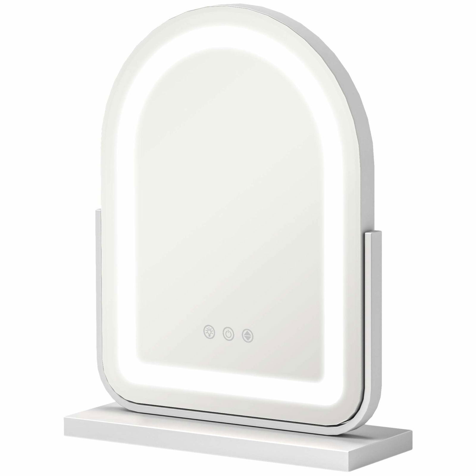 Sminkspegel, 33 x 44,5 cm sminkspegel med LED-ljus, 3 ljusfärger, 360° vridbar sminkspegel med touchkontroll, metallram, vit | Sport & Fritid - Friluftsliv & Camping - Belysning | Pryloteket