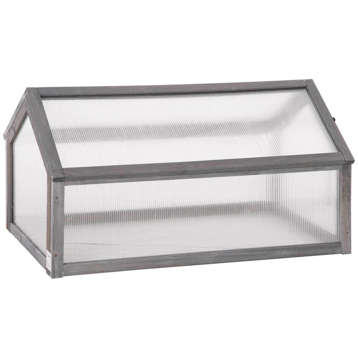 Kulderamme af træ, minidrivhus 90 x 52 x 49,5 cm, drivhus med dæksel, gennemsigtig koldrammekasse, vintersikker højbed til have,