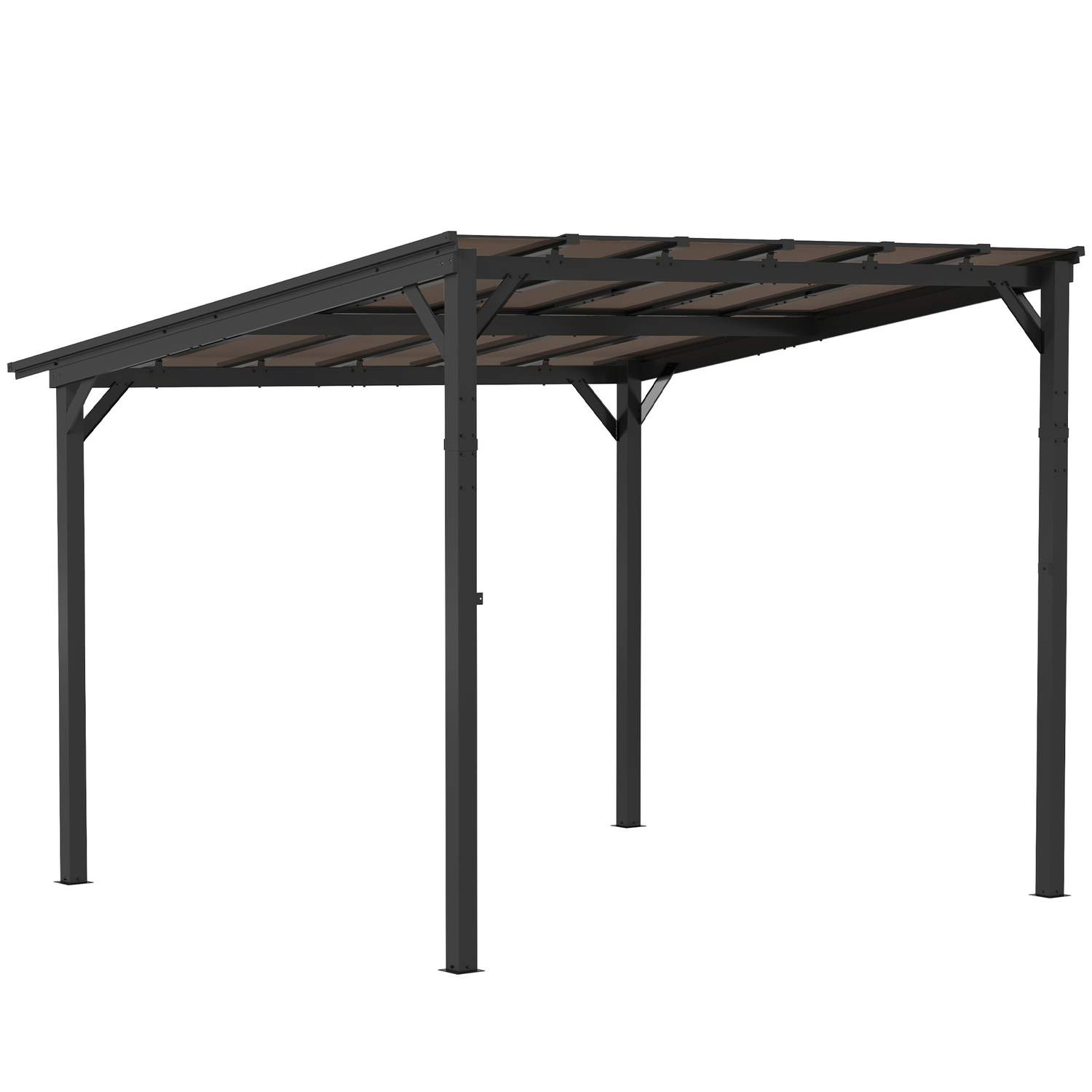 Pergola pavillon ca 3x3m, vandtæt, stabil, vintertæt terrasseoverdækning med UV-beskyttelse 50+, væghængt havepavillon af metal,