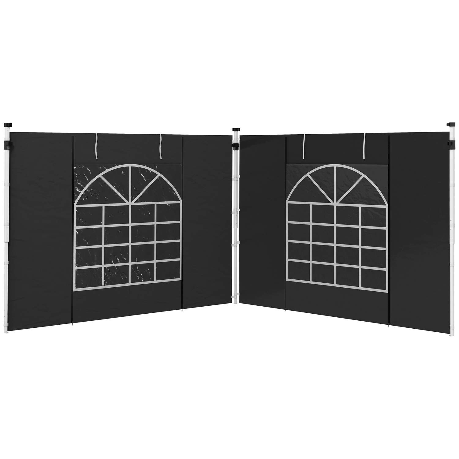 Sæt med 2 sidepaneler til pavillon 3x3/3x6 m, sidevæg med vindue og velcrolukning, vandtætte sidevægge af Oxford stof, som vindb