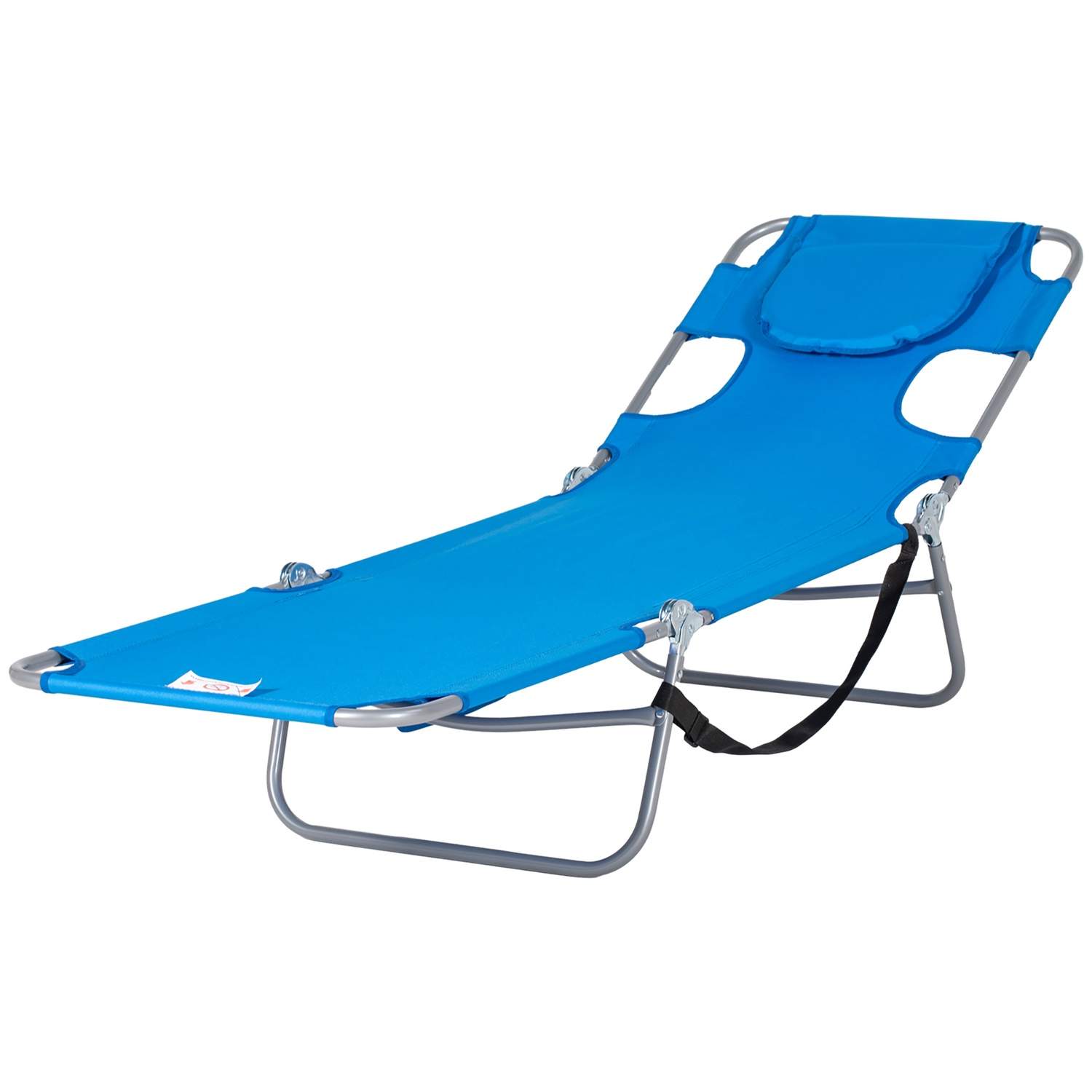 Liggestol sammenklappelig haveseng med læsevindue, pude, liggestol med 5-vejs justerbart ryglæn, vejrbestandig camping liggestol