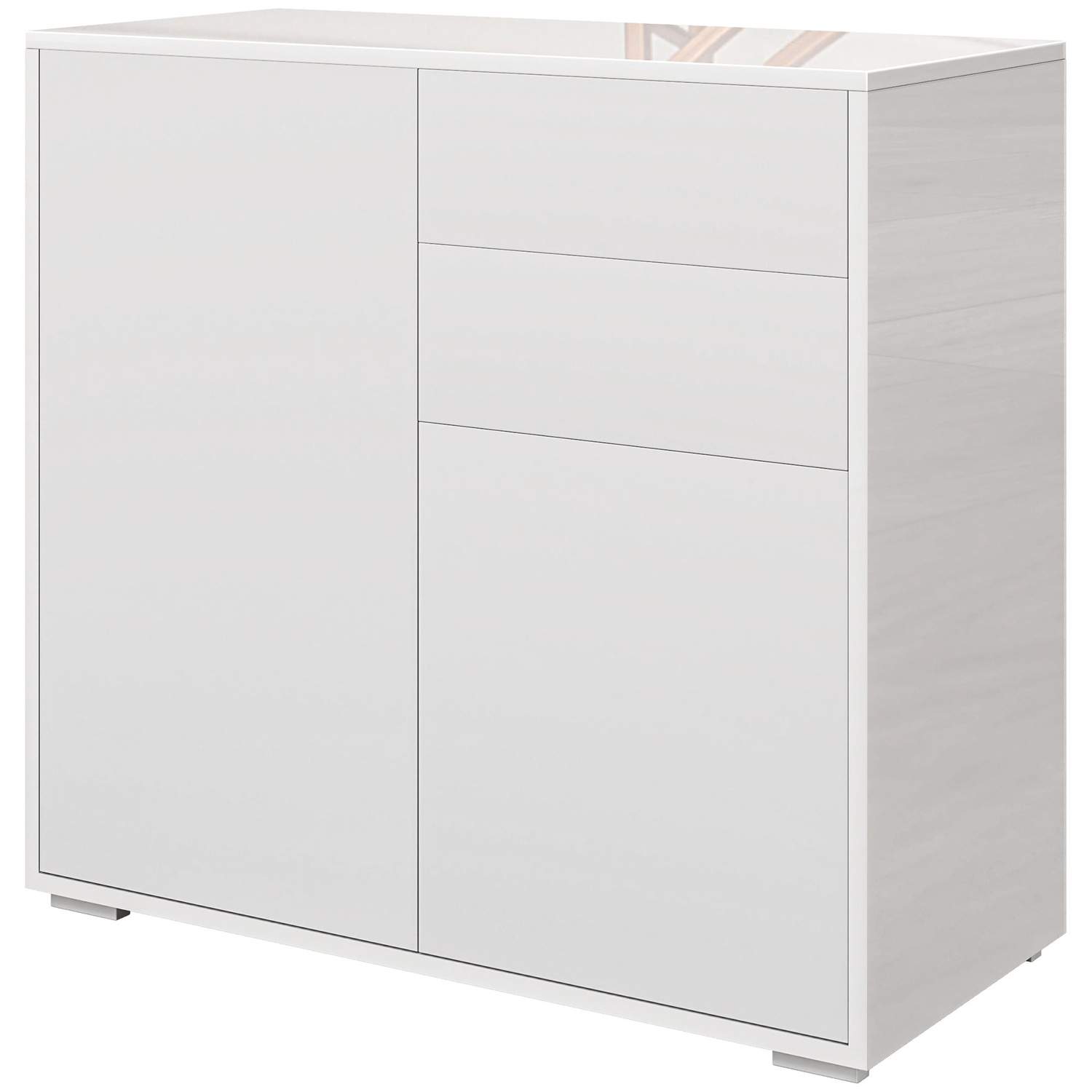 Skænk opbevaringsskab med skuffe, 2 push-click låger, køkkenskab med justerbar hylde, buffet skab til køkken, stue 79x36x75 cm h