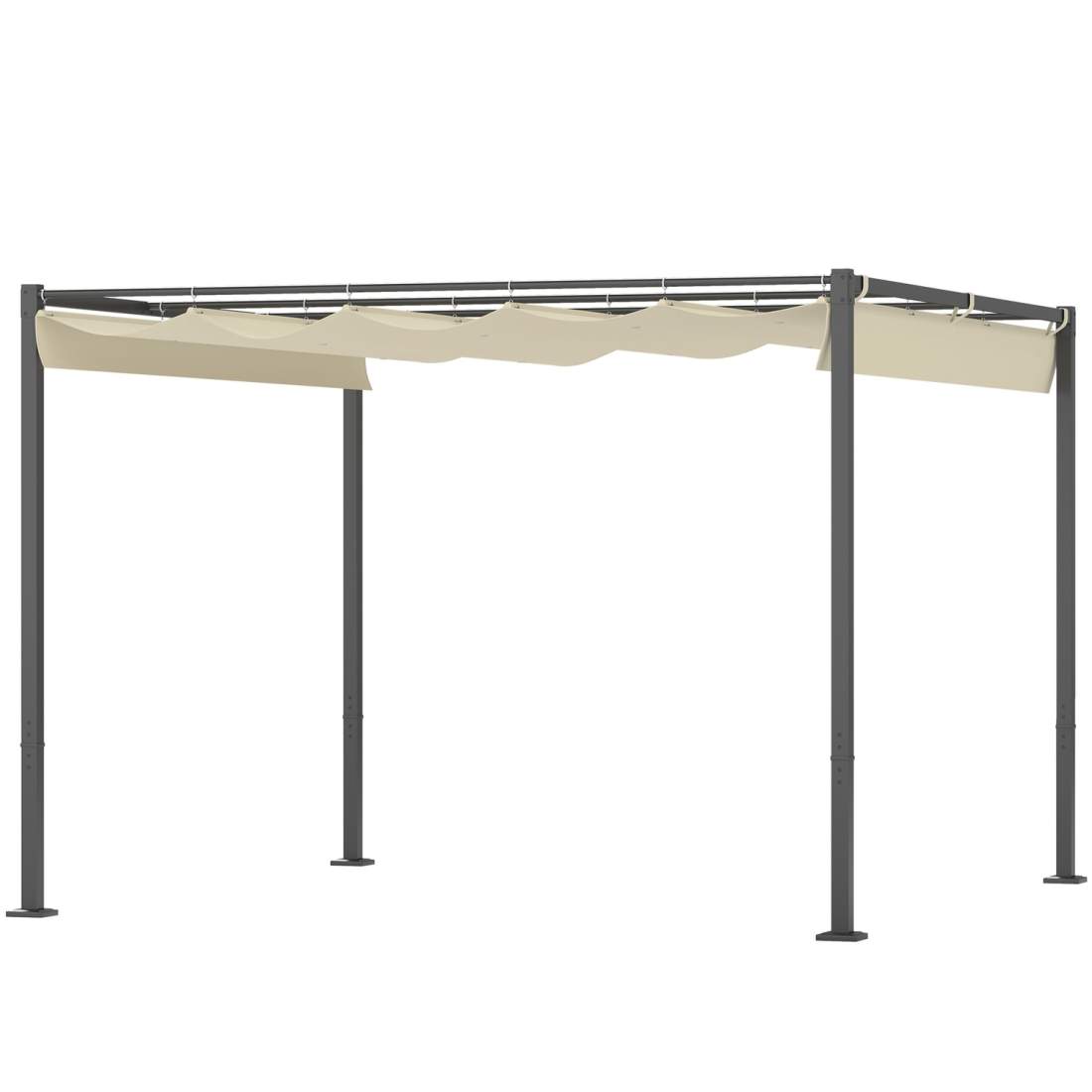 Pergola ca 3x3m trädgårdspaviljong, uteplatstak i metall, trädgårdspaviljong med justerbart tak, fristående, UV-skydd 30+, för t | Hem & Hobby - Hem & Hushåll - Trädgårdsartiklar - Pergola | Pryloteket