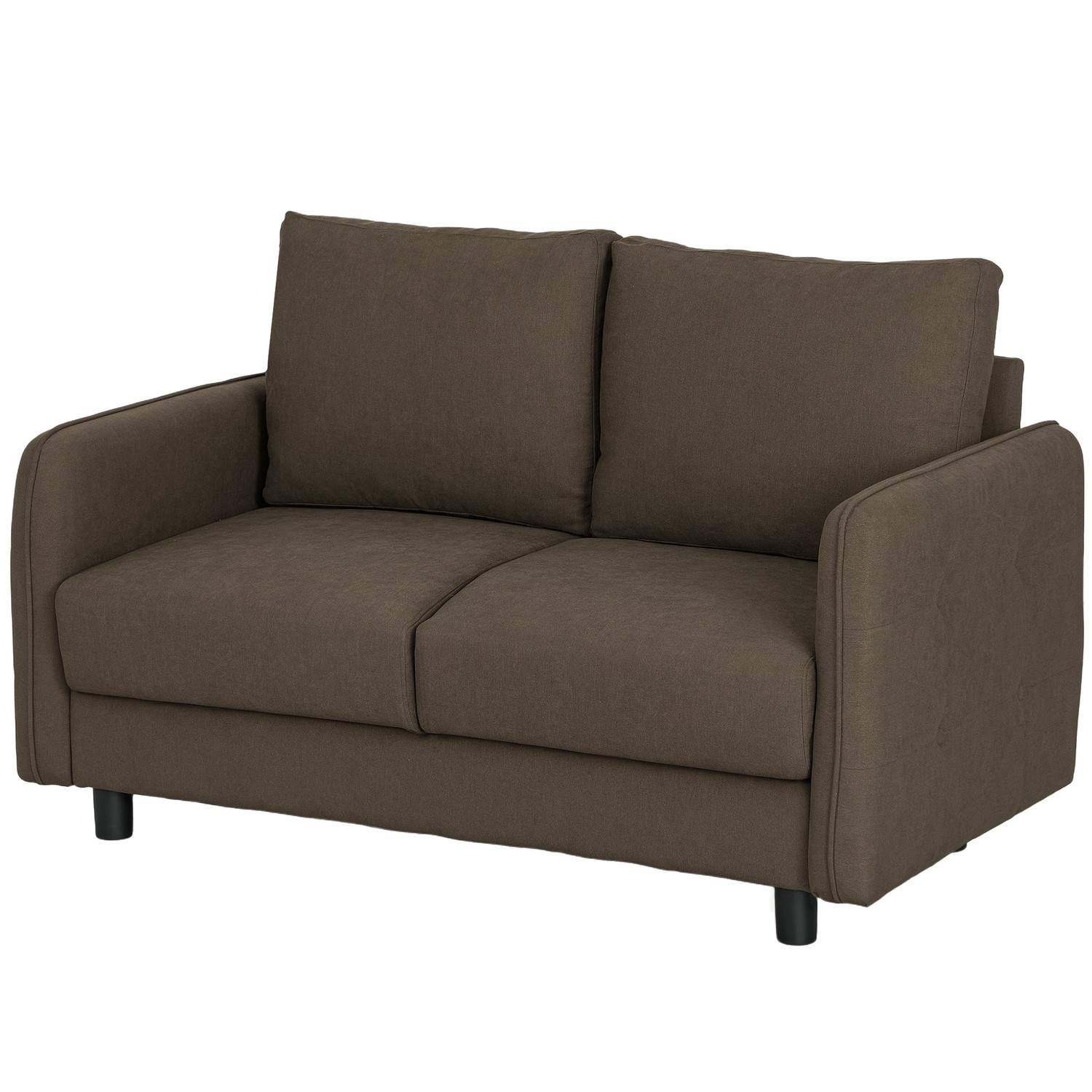 Sofa 2 personers moderne sofa med armlæn, 2 puder, polstret sofa med opbevaringsplads, S-fjedre og elastik, lille loungesofa med